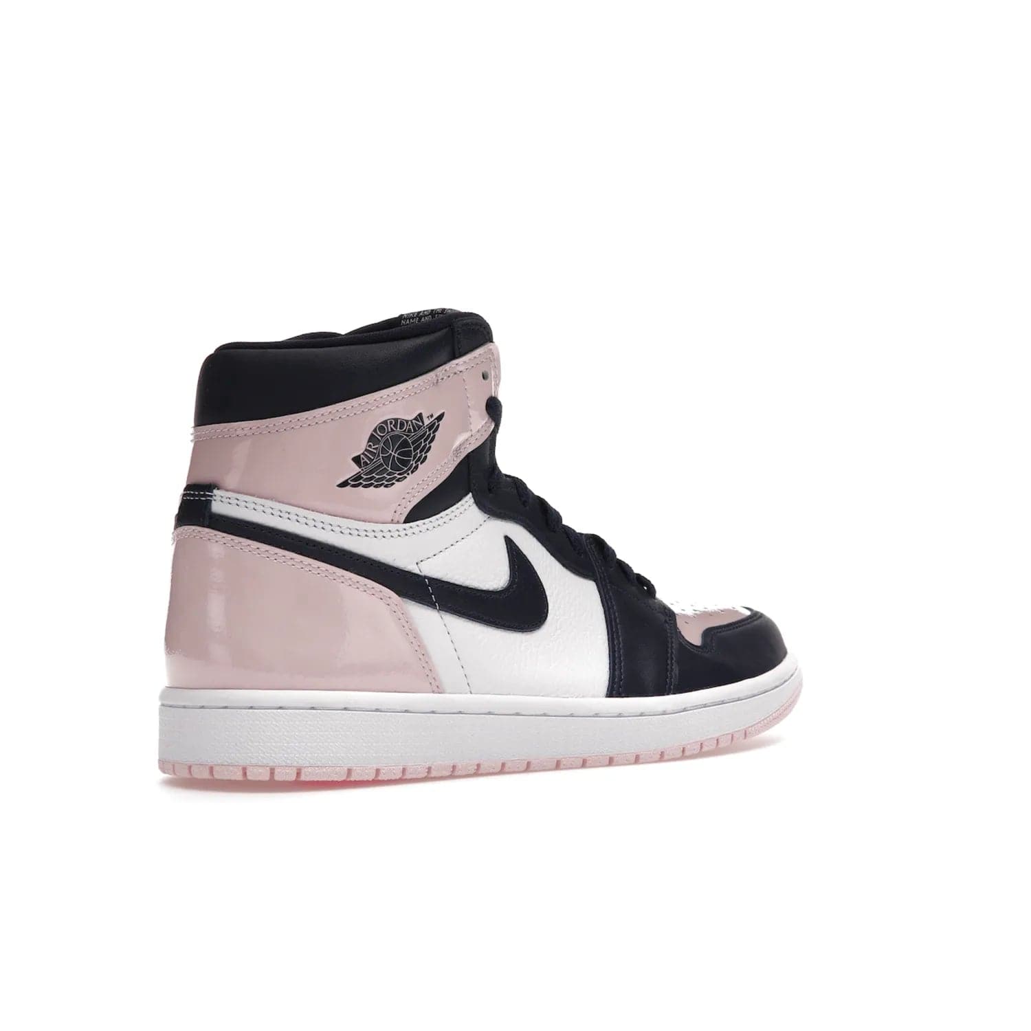 Jordan 1 Retro High OG Atmosphere (Women's) - Image 33 - Only at www.BallersClubKickz.com - Style up with the Women's Air Jordan 1 High Atmosphere. Featuring Black Toe colour-blocking, dynamic leather and light pink patent, this 1985 design brings Michael Jordan's iconic bubblegum habit to your winter collection.