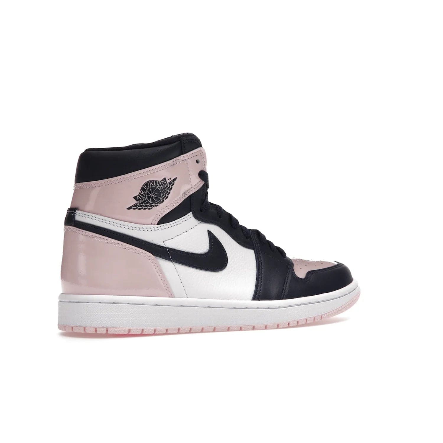 Jordan 1 Retro High OG Atmosphere (Women's) - Image 34 - Only at www.BallersClubKickz.com - Style up with the Women's Air Jordan 1 High Atmosphere. Featuring Black Toe colour-blocking, dynamic leather and light pink patent, this 1985 design brings Michael Jordan's iconic bubblegum habit to your winter collection.
