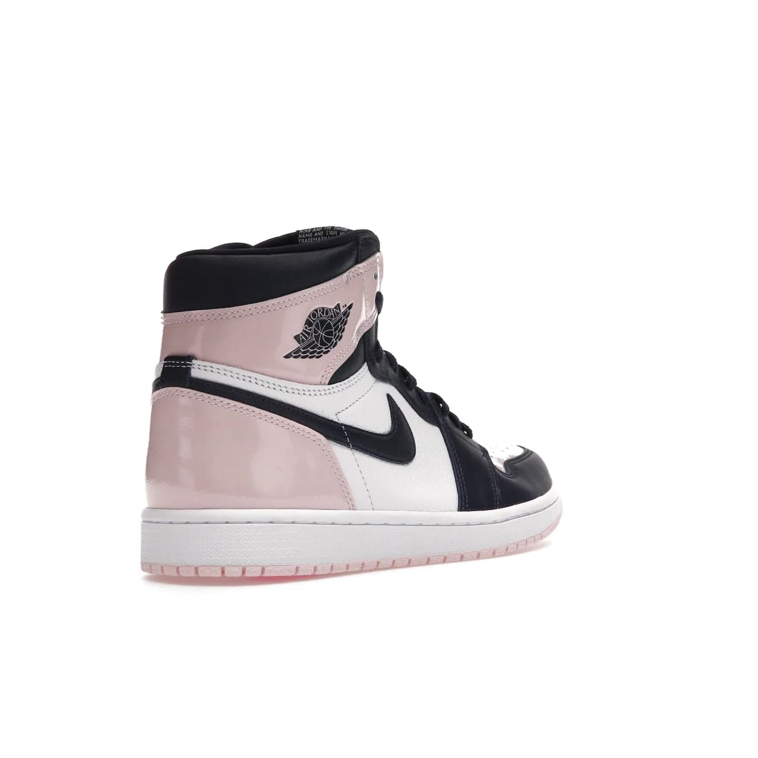 Jordan 1 Retro High OG Atmosphere (Women's) - Image 32 - Only at www.BallersClubKickz.com - Style up with the Women's Air Jordan 1 High Atmosphere. Featuring Black Toe colour-blocking, dynamic leather and light pink patent, this 1985 design brings Michael Jordan's iconic bubblegum habit to your winter collection.