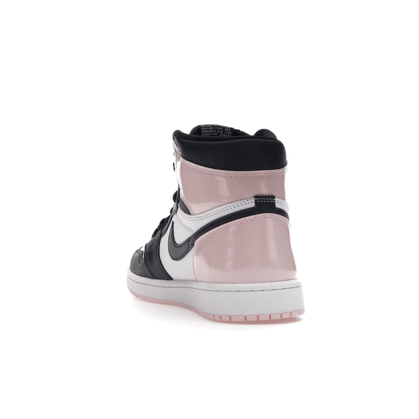 Jordan 1 Retro High OG Atmosphere (Women's) - Image 26 - Only at www.BallersClubKickz.com - Style up with the Women's Air Jordan 1 High Atmosphere. Featuring Black Toe colour-blocking, dynamic leather and light pink patent, this 1985 design brings Michael Jordan's iconic bubblegum habit to your winter collection.