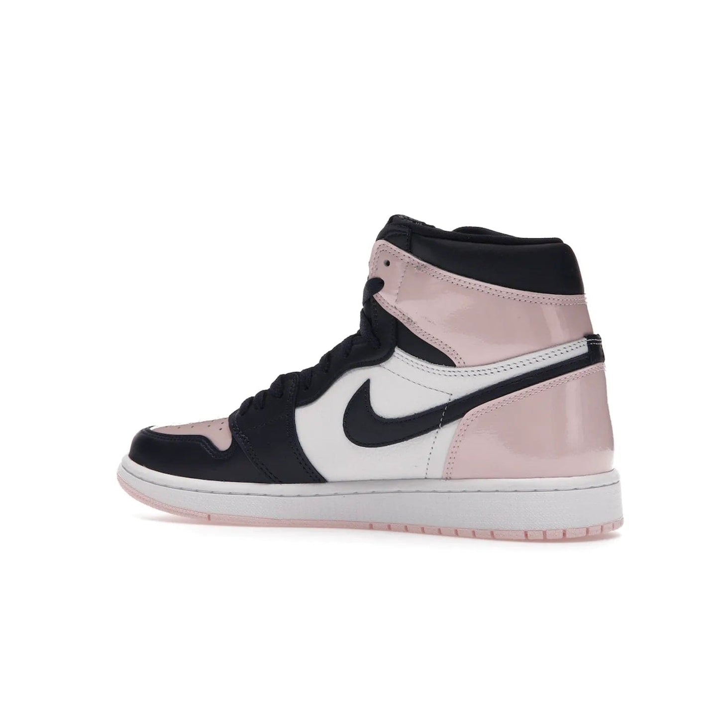 Jordan 1 Retro High OG Atmosphere (Women's) - Image 22 - Only at www.BallersClubKickz.com - Style up with the Women's Air Jordan 1 High Atmosphere. Featuring Black Toe colour-blocking, dynamic leather and light pink patent, this 1985 design brings Michael Jordan's iconic bubblegum habit to your winter collection.