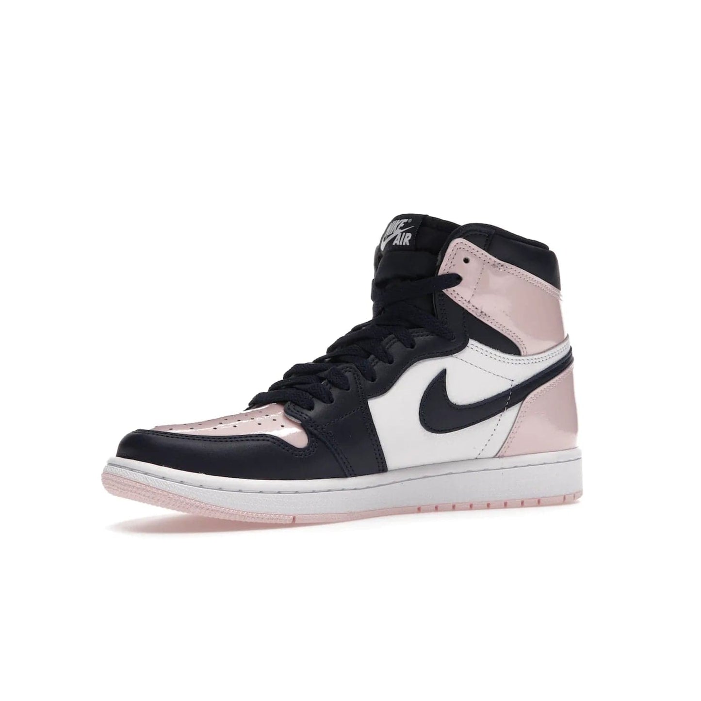 Jordan 1 Retro High OG Atmosphere (Women's) - Image 16 - Only at www.BallersClubKickz.com - Style up with the Women's Air Jordan 1 High Atmosphere. Featuring Black Toe colour-blocking, dynamic leather and light pink patent, this 1985 design brings Michael Jordan's iconic bubblegum habit to your winter collection.