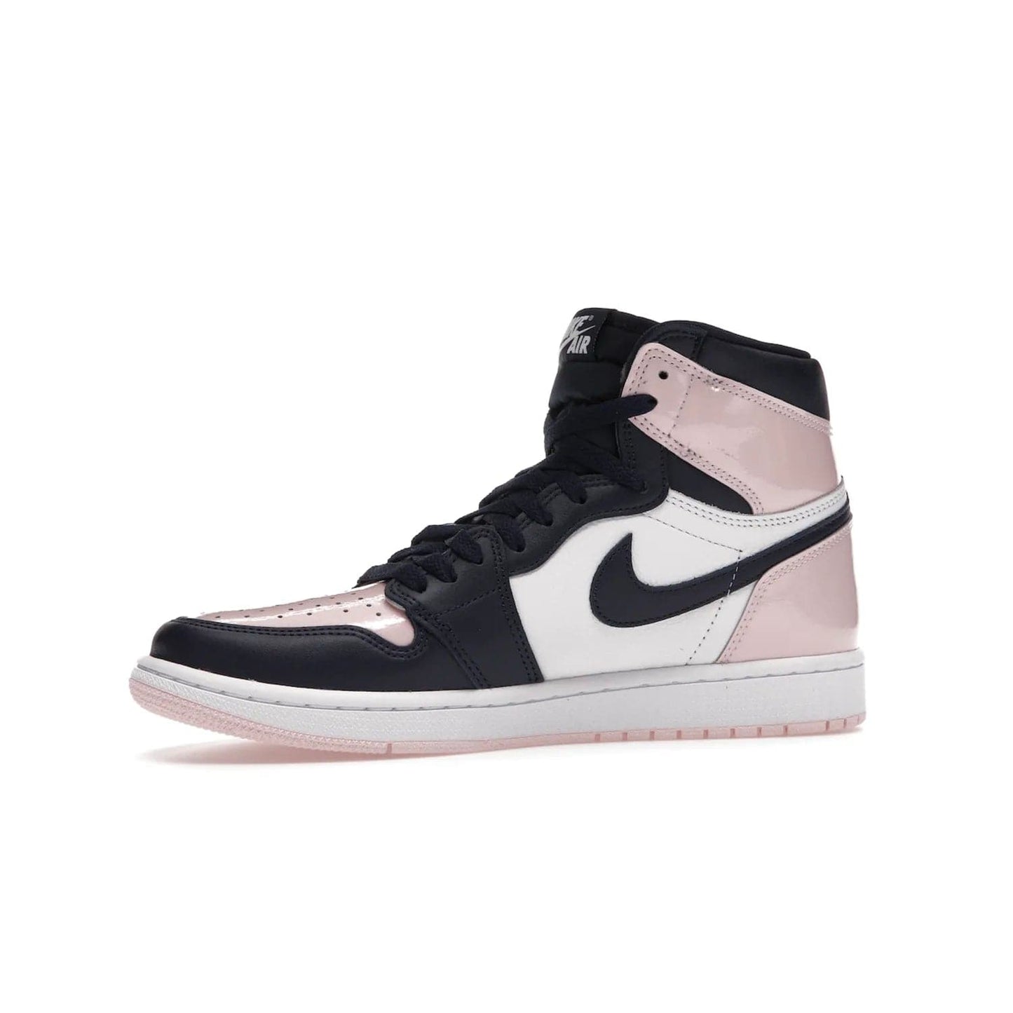 Jordan 1 Retro High OG Atmosphere (Women's) - Image 17 - Only at www.BallersClubKickz.com - Style up with the Women's Air Jordan 1 High Atmosphere. Featuring Black Toe colour-blocking, dynamic leather and light pink patent, this 1985 design brings Michael Jordan's iconic bubblegum habit to your winter collection.