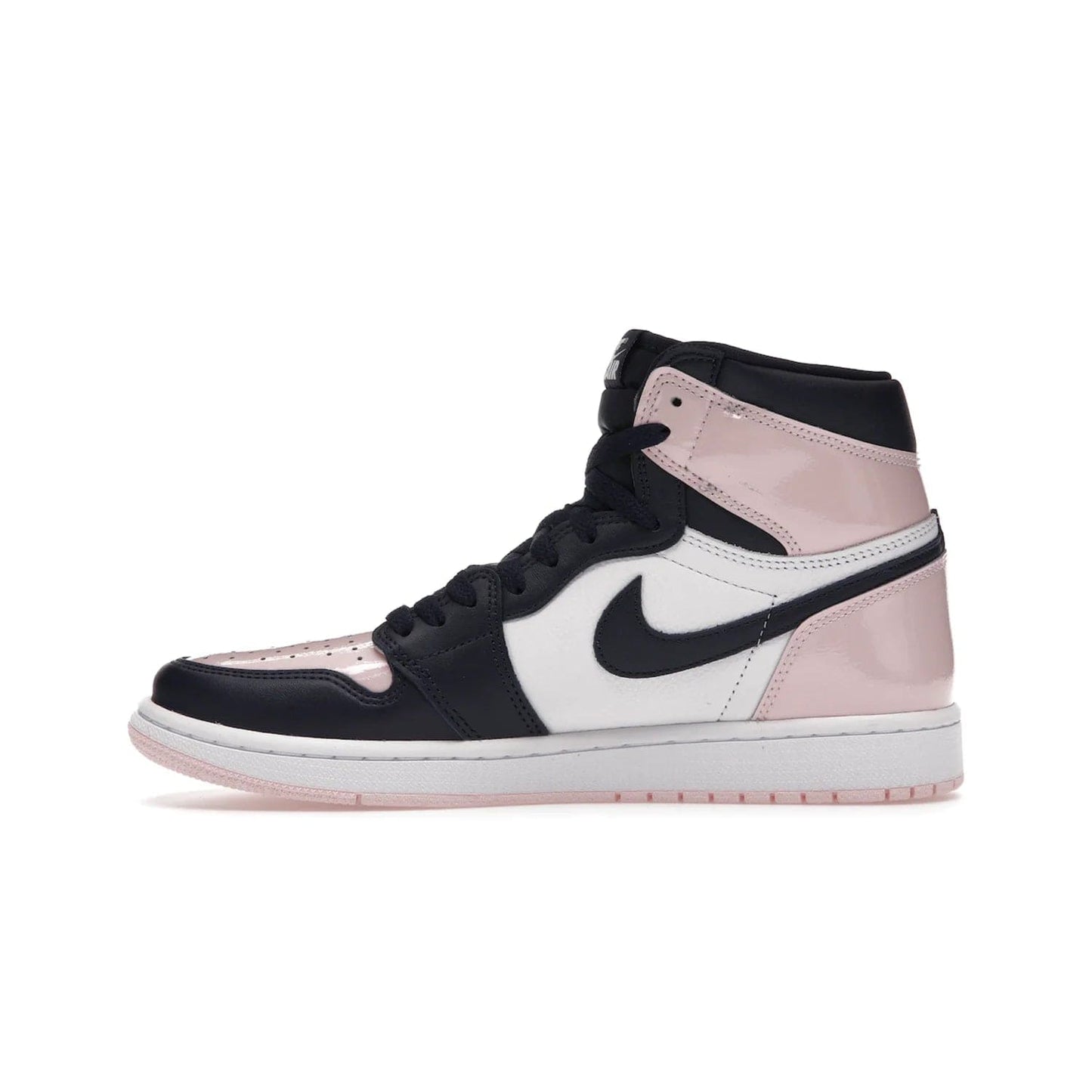 Jordan 1 Retro High OG Atmosphere (Women's) - Image 19 - Only at www.BallersClubKickz.com - Style up with the Women's Air Jordan 1 High Atmosphere. Featuring Black Toe colour-blocking, dynamic leather and light pink patent, this 1985 design brings Michael Jordan's iconic bubblegum habit to your winter collection.