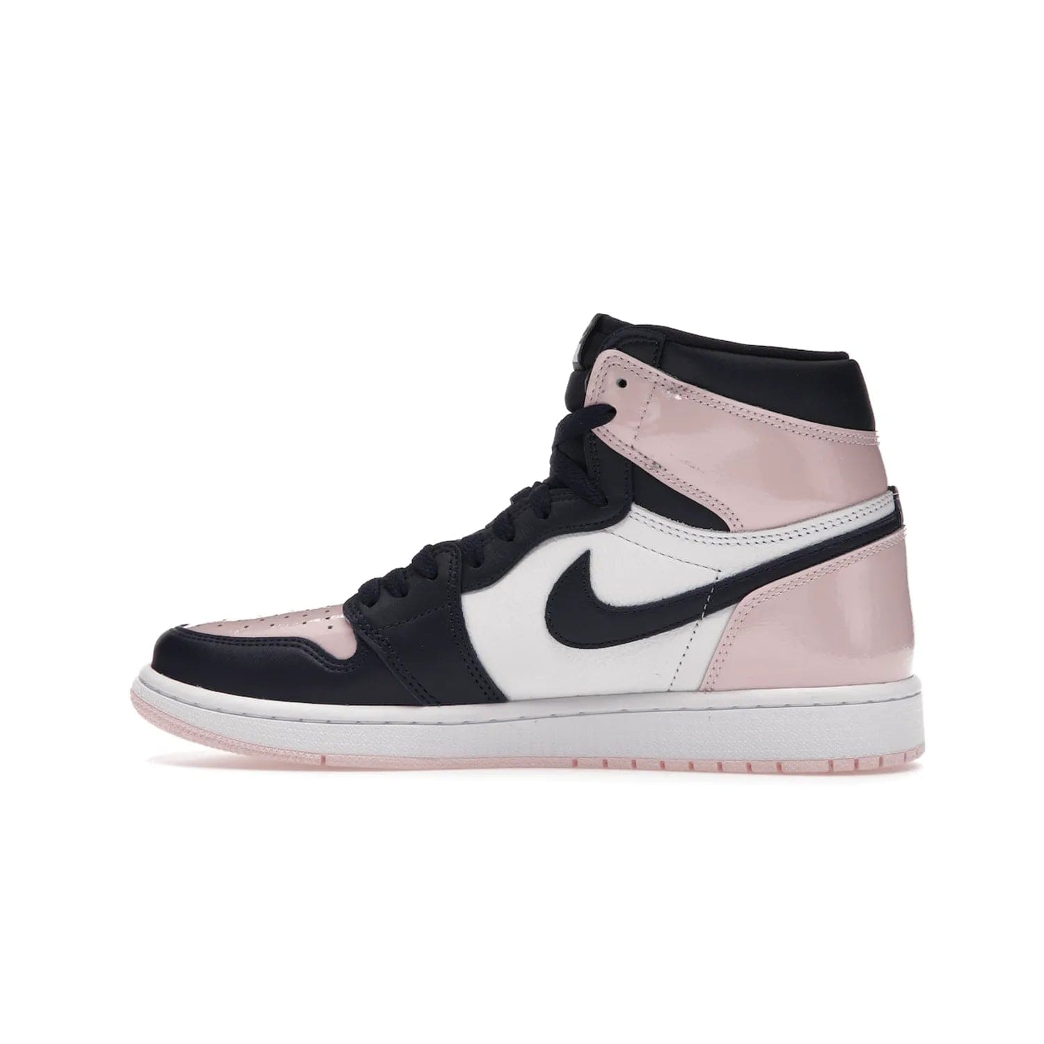 Jordan 1 Retro High OG Atmosphere (Women's) - Image 20 - Only at www.BallersClubKickz.com - Style up with the Women's Air Jordan 1 High Atmosphere. Featuring Black Toe colour-blocking, dynamic leather and light pink patent, this 1985 design brings Michael Jordan's iconic bubblegum habit to your winter collection.