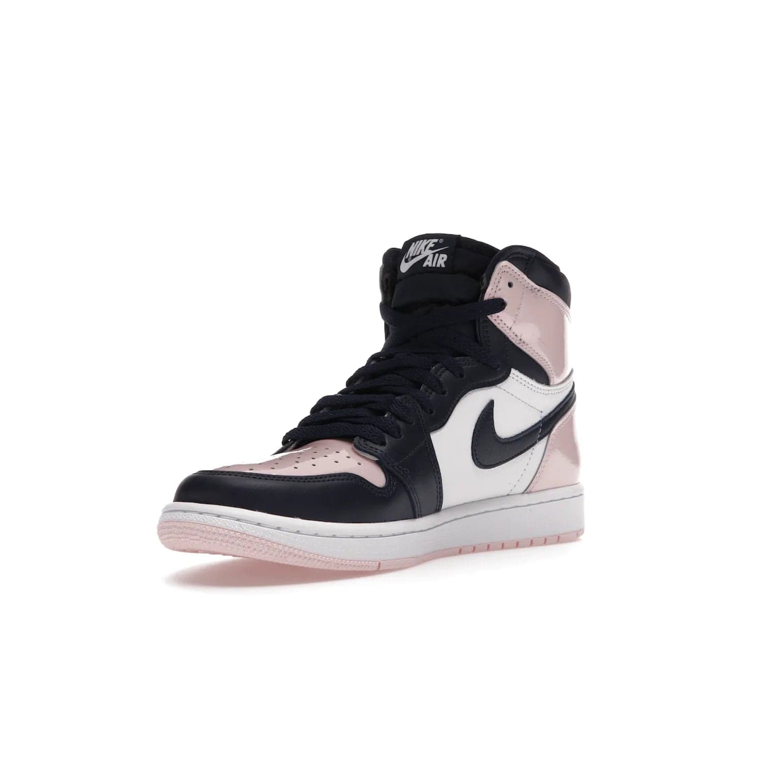 Jordan 1 Retro High OG Atmosphere (Women's) - Image 14 - Only at www.BallersClubKickz.com - Style up with the Women's Air Jordan 1 High Atmosphere. Featuring Black Toe colour-blocking, dynamic leather and light pink patent, this 1985 design brings Michael Jordan's iconic bubblegum habit to your winter collection.