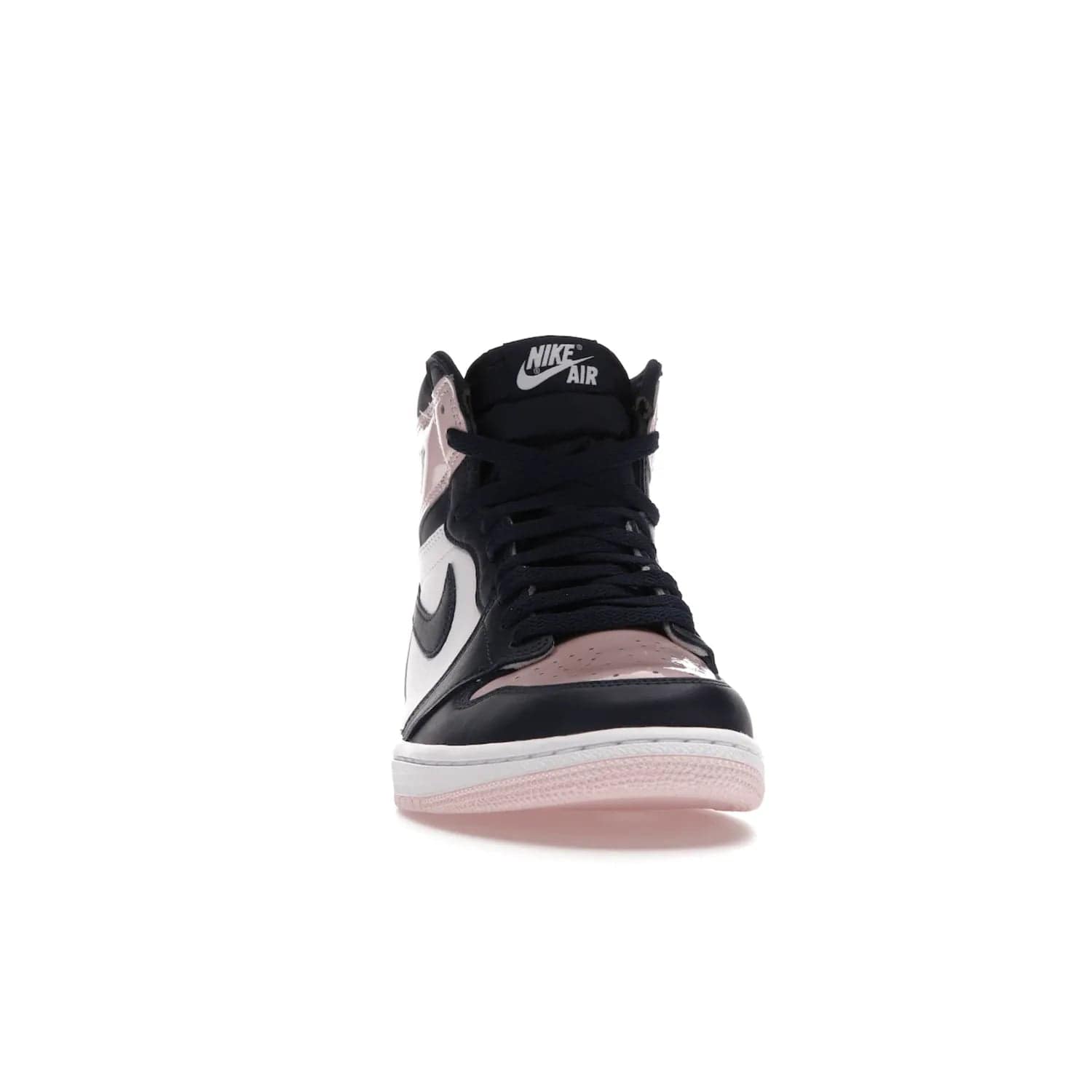 Jordan 1 Retro High OG Atmosphere (Women's) - Image 9 - Only at www.BallersClubKickz.com - Style up with the Women's Air Jordan 1 High Atmosphere. Featuring Black Toe colour-blocking, dynamic leather and light pink patent, this 1985 design brings Michael Jordan's iconic bubblegum habit to your winter collection.