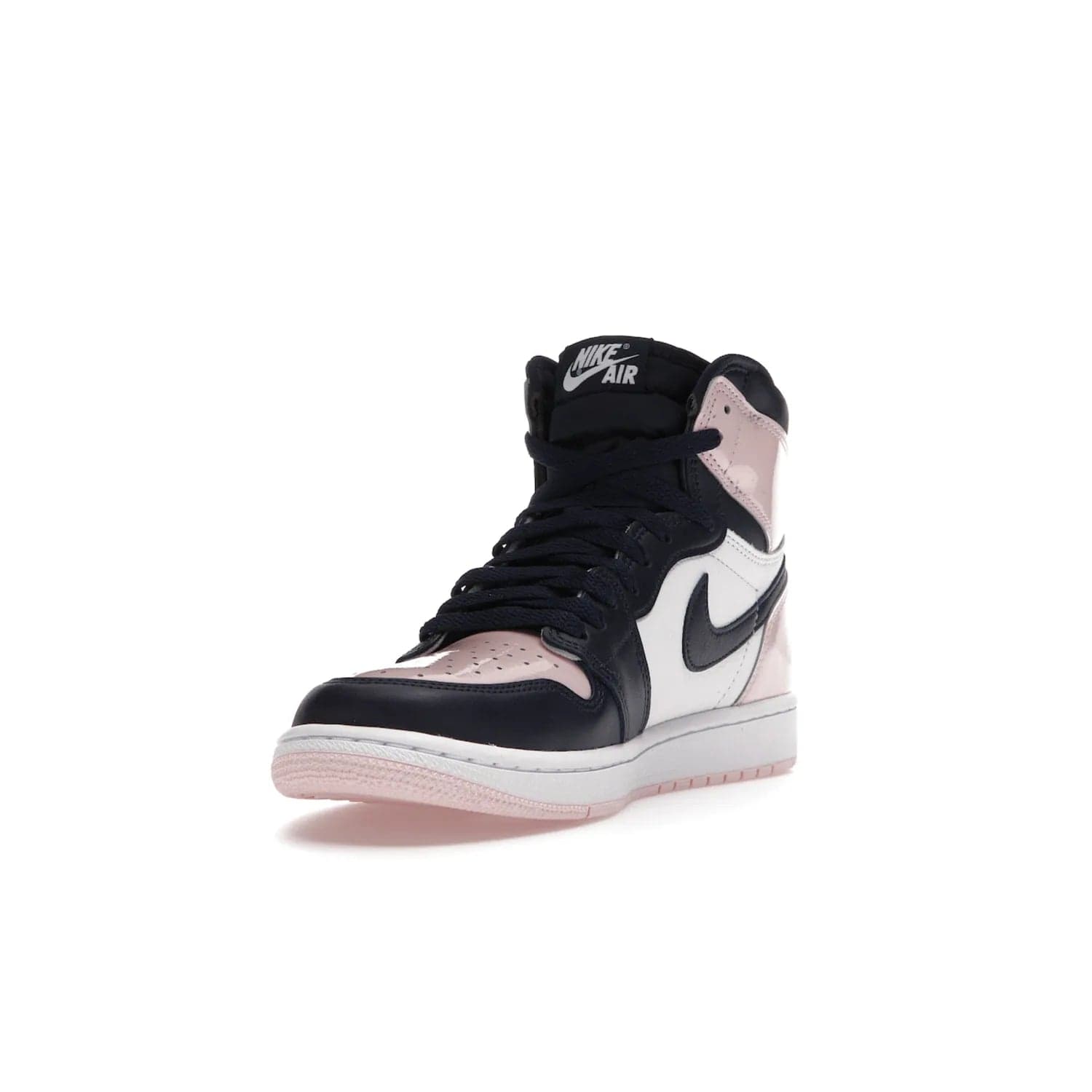 Jordan 1 Retro High OG Atmosphere (Women's) - Image 13 - Only at www.BallersClubKickz.com - Style up with the Women's Air Jordan 1 High Atmosphere. Featuring Black Toe colour-blocking, dynamic leather and light pink patent, this 1985 design brings Michael Jordan's iconic bubblegum habit to your winter collection.