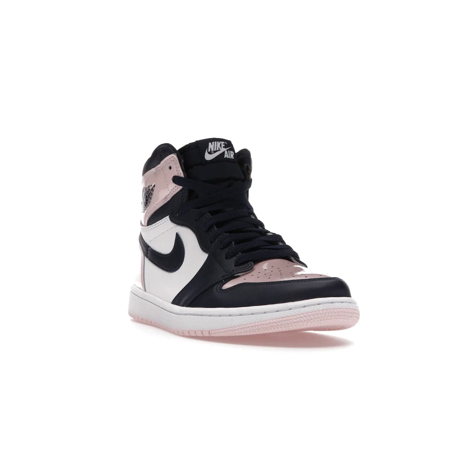Jordan 1 Retro High OG Atmosphere (Women's) - Image 7 - Only at www.BallersClubKickz.com - Style up with the Women's Air Jordan 1 High Atmosphere. Featuring Black Toe colour-blocking, dynamic leather and light pink patent, this 1985 design brings Michael Jordan's iconic bubblegum habit to your winter collection.