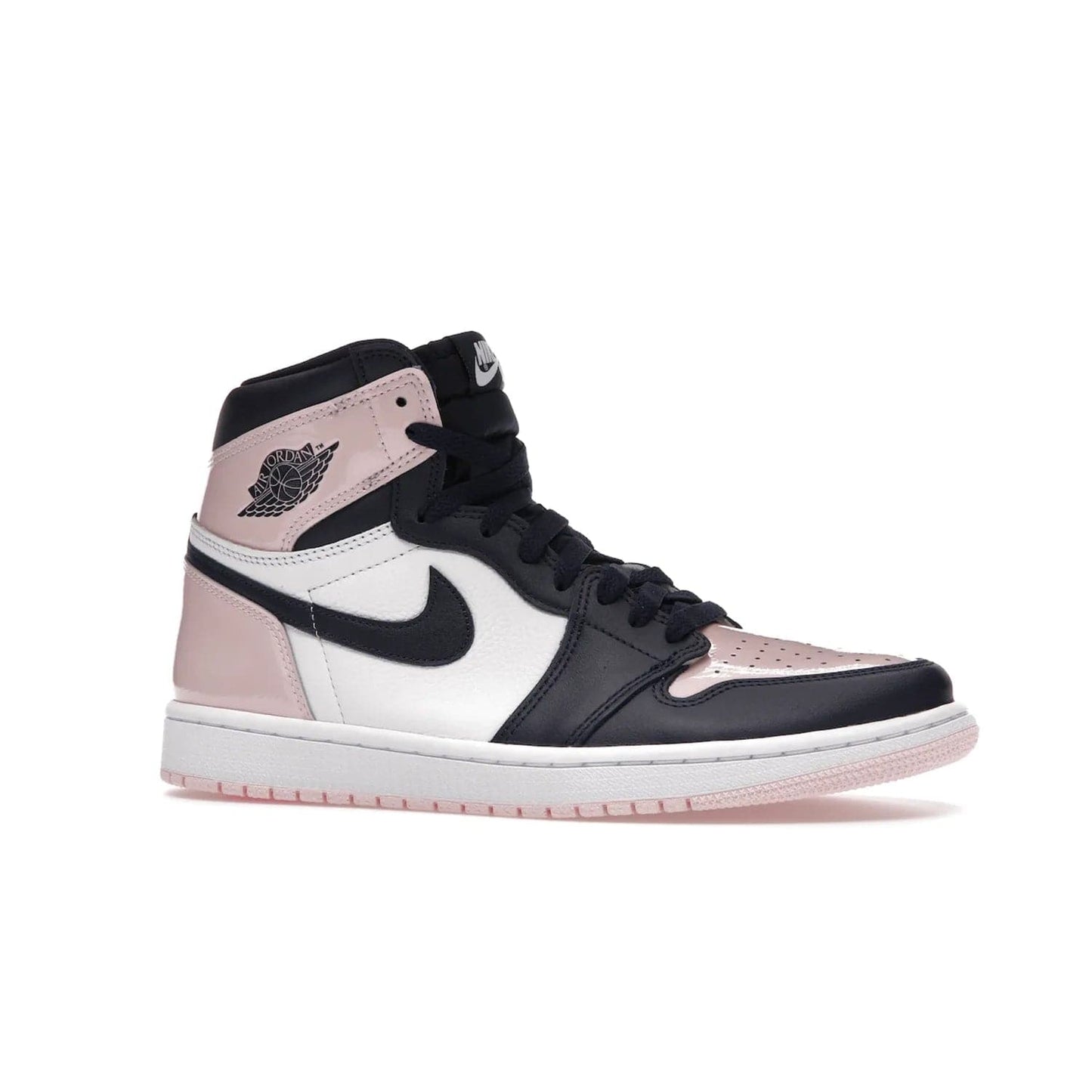 Jordan 1 Retro High OG Atmosphere (Women's) - Image 3 - Only at www.BallersClubKickz.com - Style up with the Women's Air Jordan 1 High Atmosphere. Featuring Black Toe colour-blocking, dynamic leather and light pink patent, this 1985 design brings Michael Jordan's iconic bubblegum habit to your winter collection.