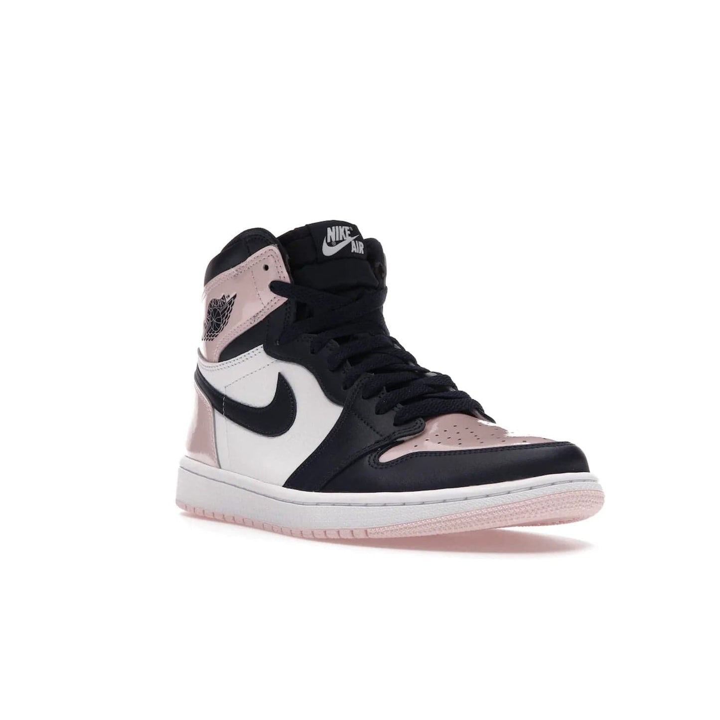 Jordan 1 Retro High OG Atmosphere (Women's) - Image 6 - Only at www.BallersClubKickz.com - Style up with the Women's Air Jordan 1 High Atmosphere. Featuring Black Toe colour-blocking, dynamic leather and light pink patent, this 1985 design brings Michael Jordan's iconic bubblegum habit to your winter collection.