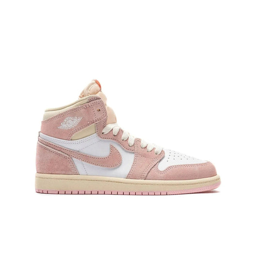 Jordan 1 Retro High OG Washed Pink (PS) - Image 1 - Only at www.BallersClubKickz.com - Shop the Jordan 1 Retro High OG Washed Pink (PS). April 2021 drop in Atmosphere, White, Muslin and Sail colors. Modern and effortless details. Get yours today.