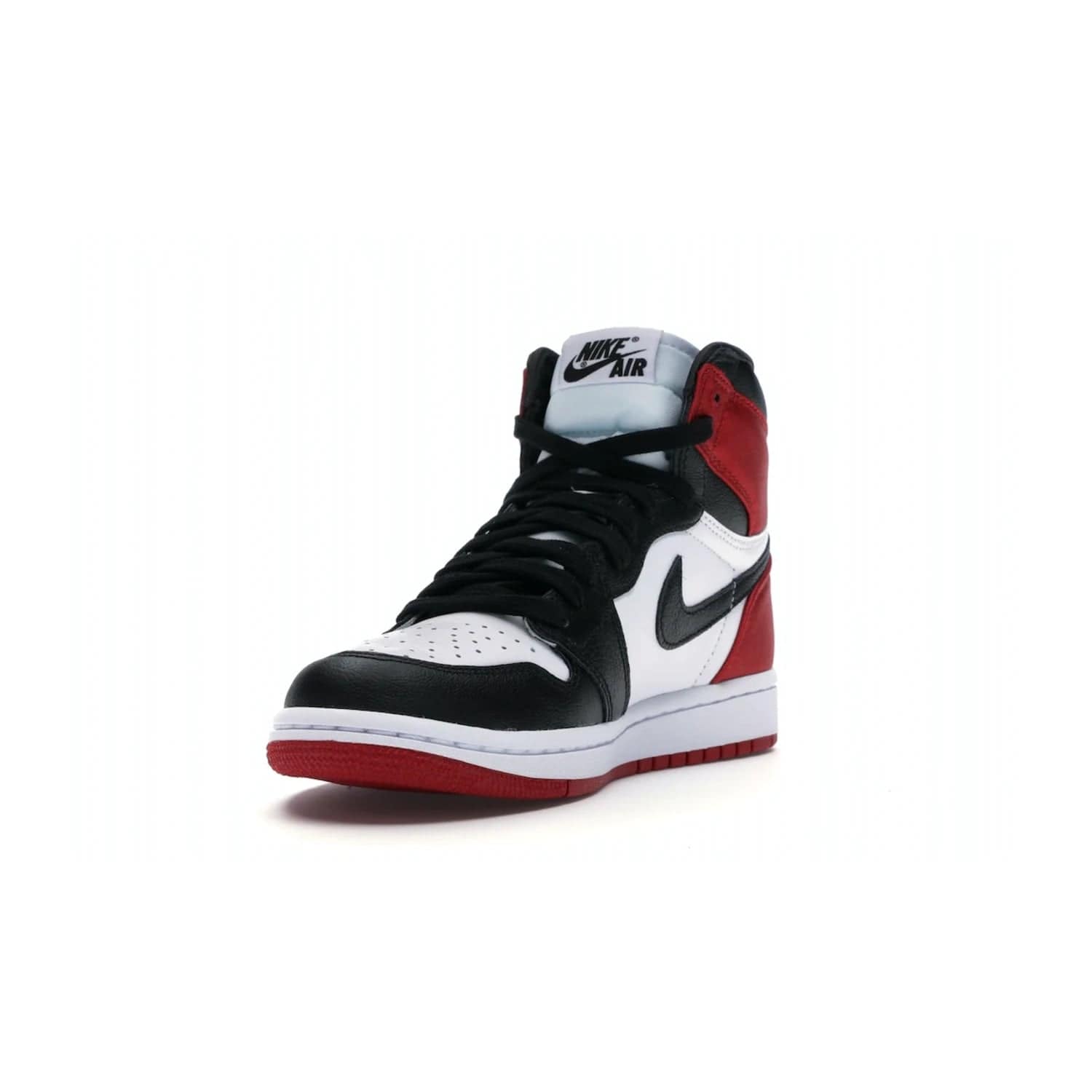Jordan 1 Retro High Satin Black Toe (Women's) - Image 13 - Only at www.BallersClubKickz.com - Luxurious take on the timeless Air Jordan 1. Features a mix of black leather and satin materials with subtle University Red accents. Elevated look with metal Wings logo on the heel. Released in August 2019.