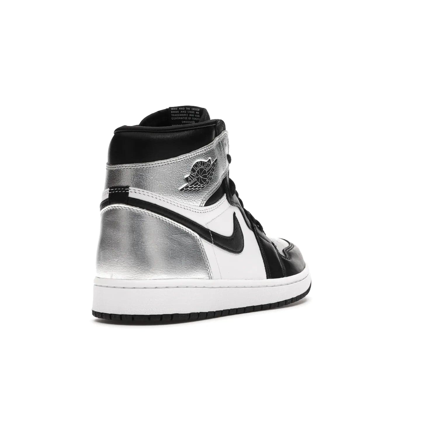 Jordan 1 Retro High Silver Toe (Women's) - Image 31 - Only at www.BallersClubKickz.com - Introducing the Jordan 1 Retro High Silver Toe (Women's): an updated spin on the iconic 'Black Toe' theme. Featuring white & black leather and silver patent leather construction. Nike Air branding, Air Jordan Wings logo, and white/black sole finish give a classic look. The perfect addition to an on-trend streetwear look. Available in classic black & white, this Jordan 1 is an instant classic. Released in February 20