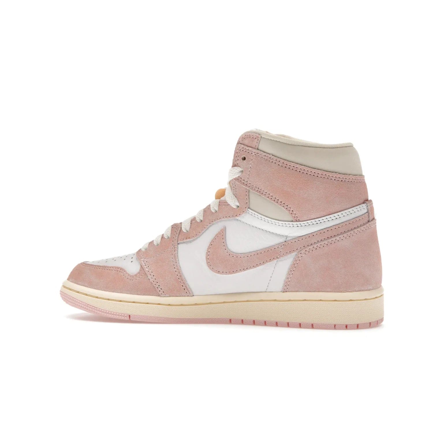 Jordan 1 Retro High OG Washed Pink (Women's) - Image 21 - Only at www.BallersClubKickz.com - Iconic Air Jordan 1 Retro High OG for women with unique pink suede and white leather uppers. Get the timeless look on April 22, 2023.