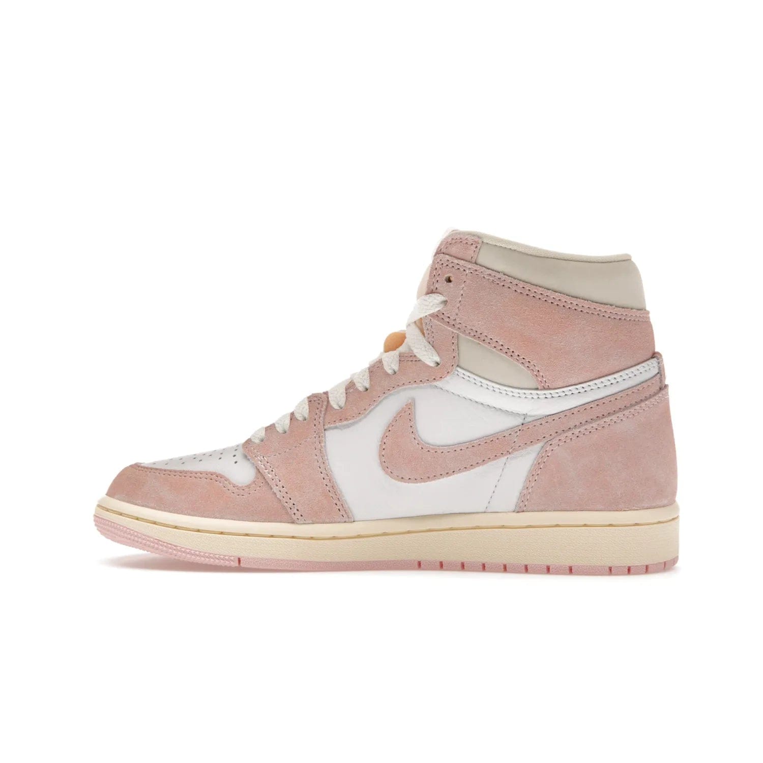 Jordan 1 Retro High OG Washed Pink (Women's) - Image 20 - Only at www.BallersClubKickz.com - Iconic Air Jordan 1 Retro High OG for women with unique pink suede and white leather uppers. Get the timeless look on April 22, 2023.