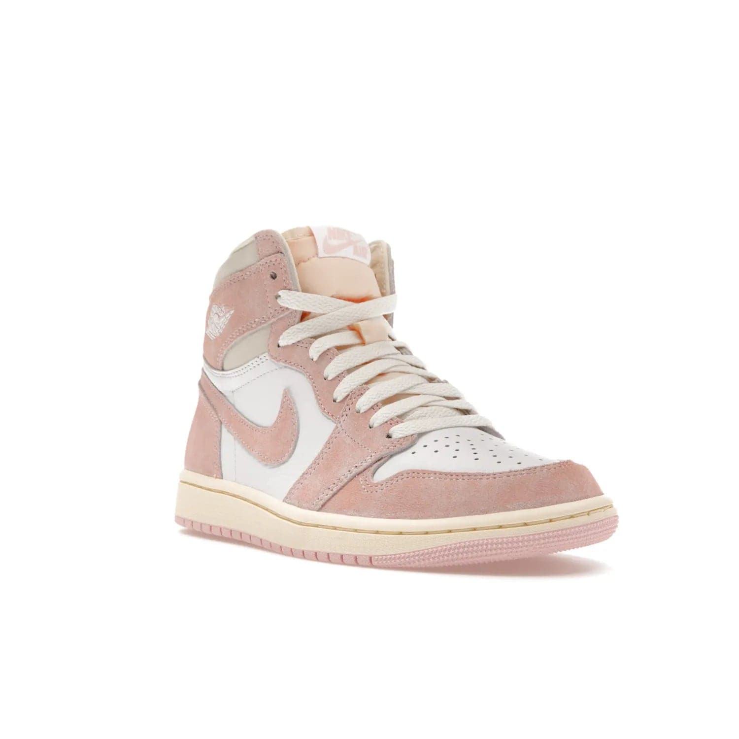 Jordan 1 Retro High OG Washed Pink (Women's) - Image 6 - Only at www.BallersClubKickz.com - Iconic Air Jordan 1 Retro High OG for women with unique pink suede and white leather uppers. Get the timeless look on April 22, 2023.