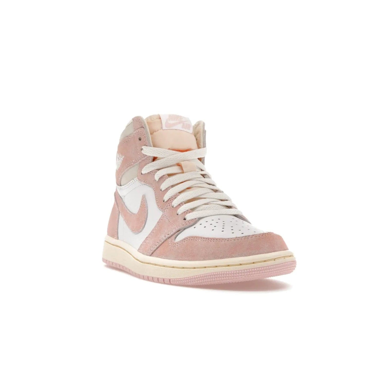 Jordan 1 Retro High OG Washed Pink (Women's) - Image 7 - Only at www.BallersClubKickz.com - Iconic Air Jordan 1 Retro High OG for women with unique pink suede and white leather uppers. Get the timeless look on April 22, 2023.