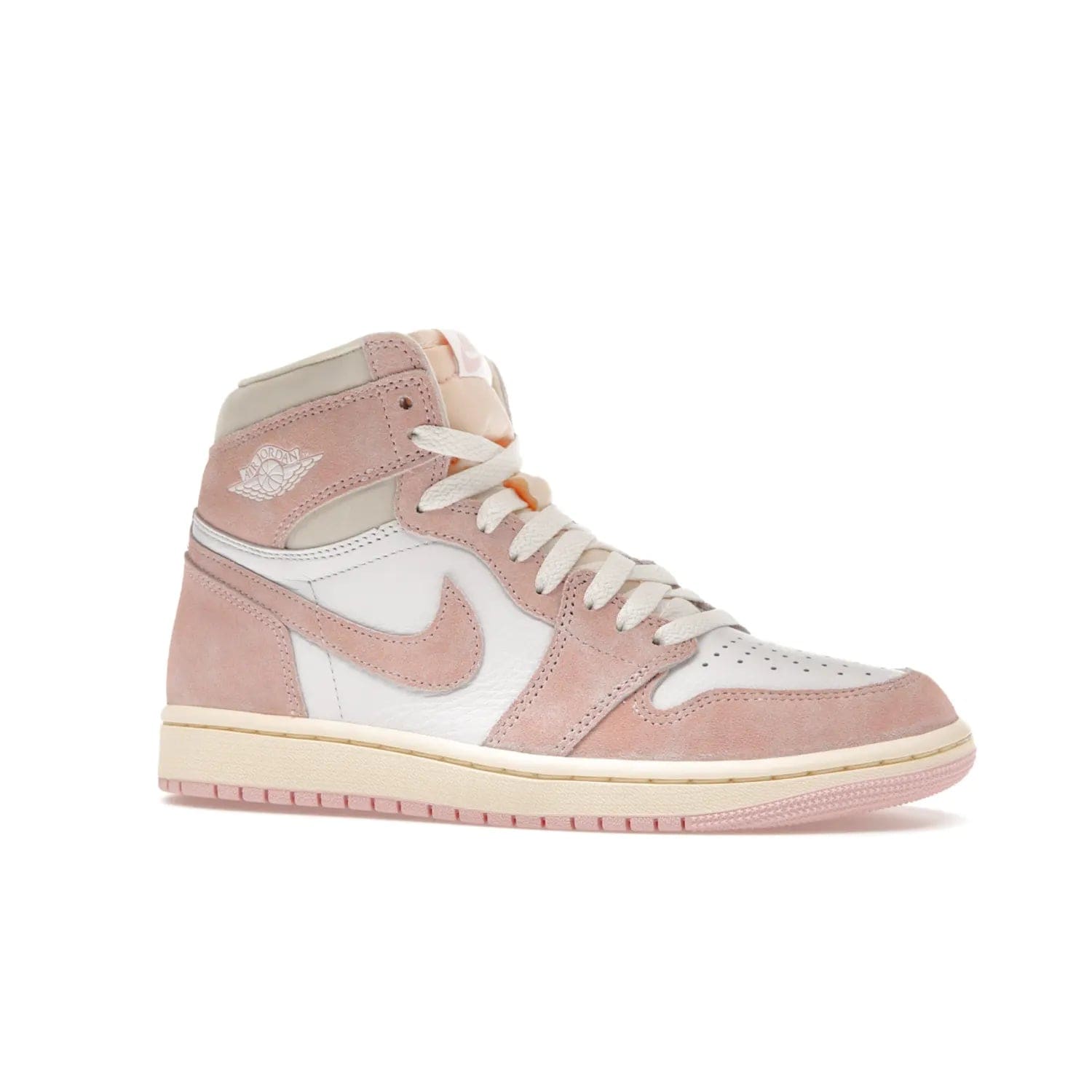 Jordan 1 Retro High OG Washed Pink (Women's) - Image 3 - Only at www.BallersClubKickz.com - Iconic Air Jordan 1 Retro High OG for women with unique pink suede and white leather uppers. Get the timeless look on April 22, 2023.