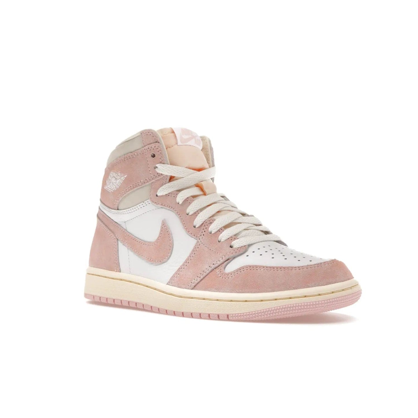 Jordan 1 Retro High OG Washed Pink (Women's) - Image 5 - Only at www.BallersClubKickz.com - Iconic Air Jordan 1 Retro High OG for women with unique pink suede and white leather uppers. Get the timeless look on April 22, 2023.