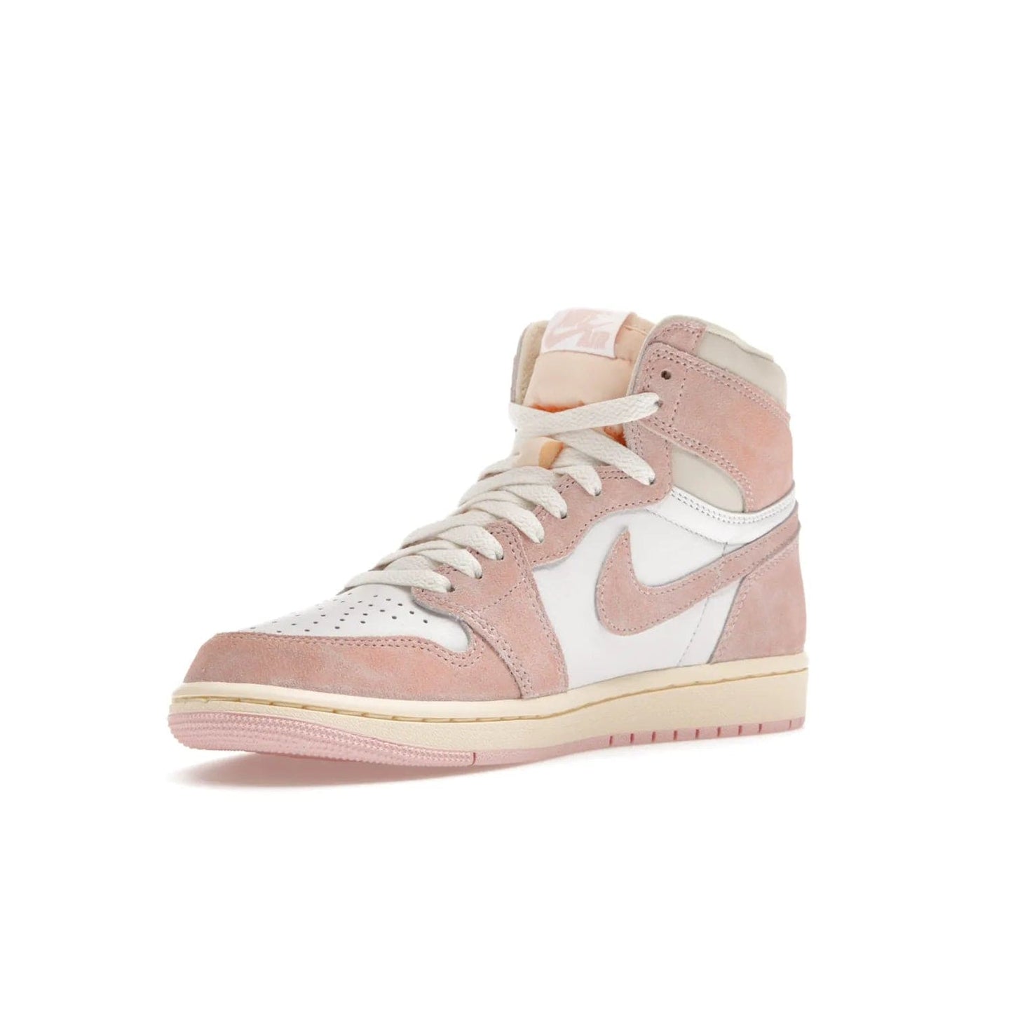 Jordan 1 Retro High OG Washed Pink (Women's) - Image 15 - Only at www.BallersClubKickz.com - Iconic Air Jordan 1 Retro High OG for women with unique pink suede and white leather uppers. Get the timeless look on April 22, 2023.