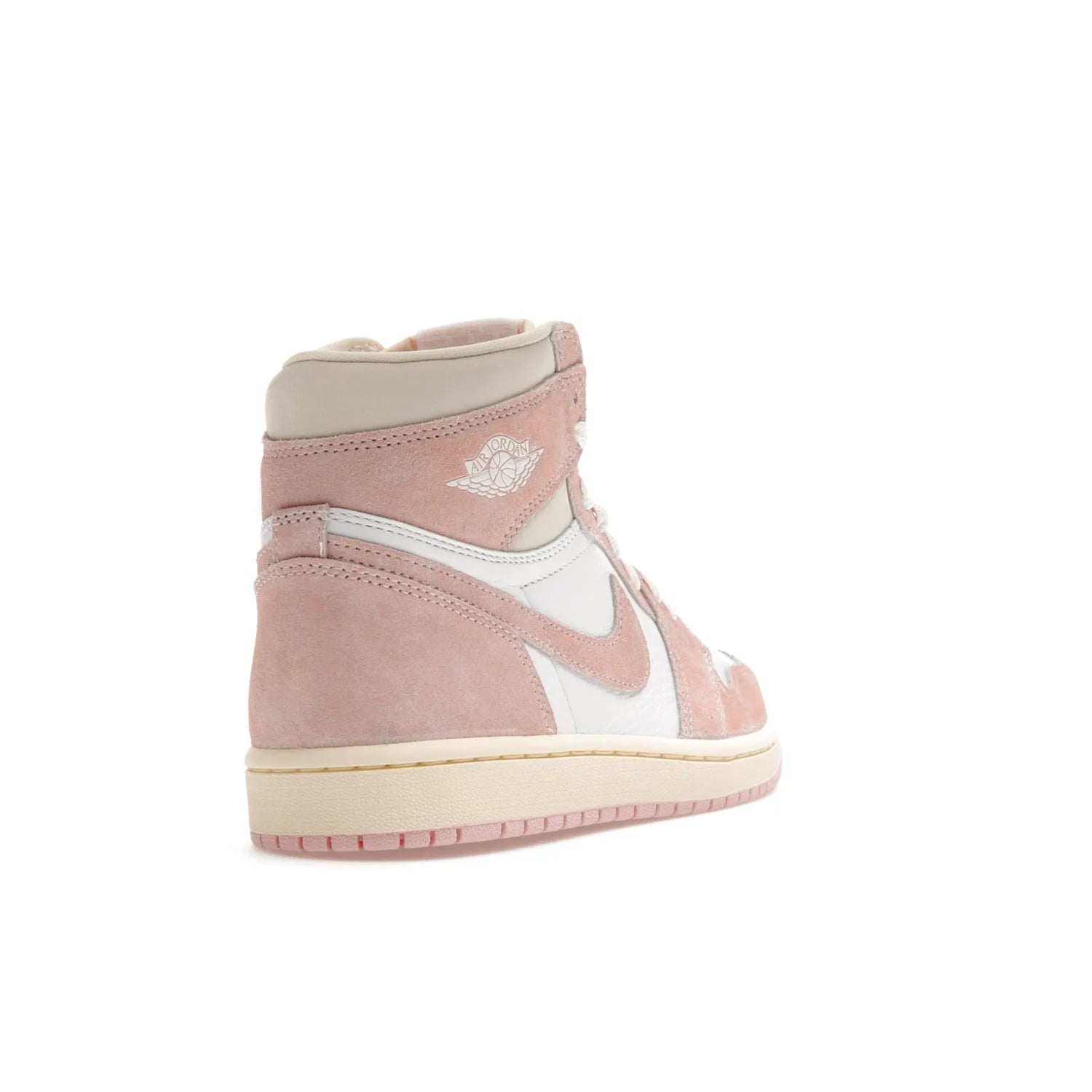 Jordan 1 Retro High OG Washed Pink (Women's) - Image 31 - Only at www.BallersClubKickz.com - Iconic Air Jordan 1 Retro High OG for women with unique pink suede and white leather uppers. Get the timeless look on April 22, 2023.