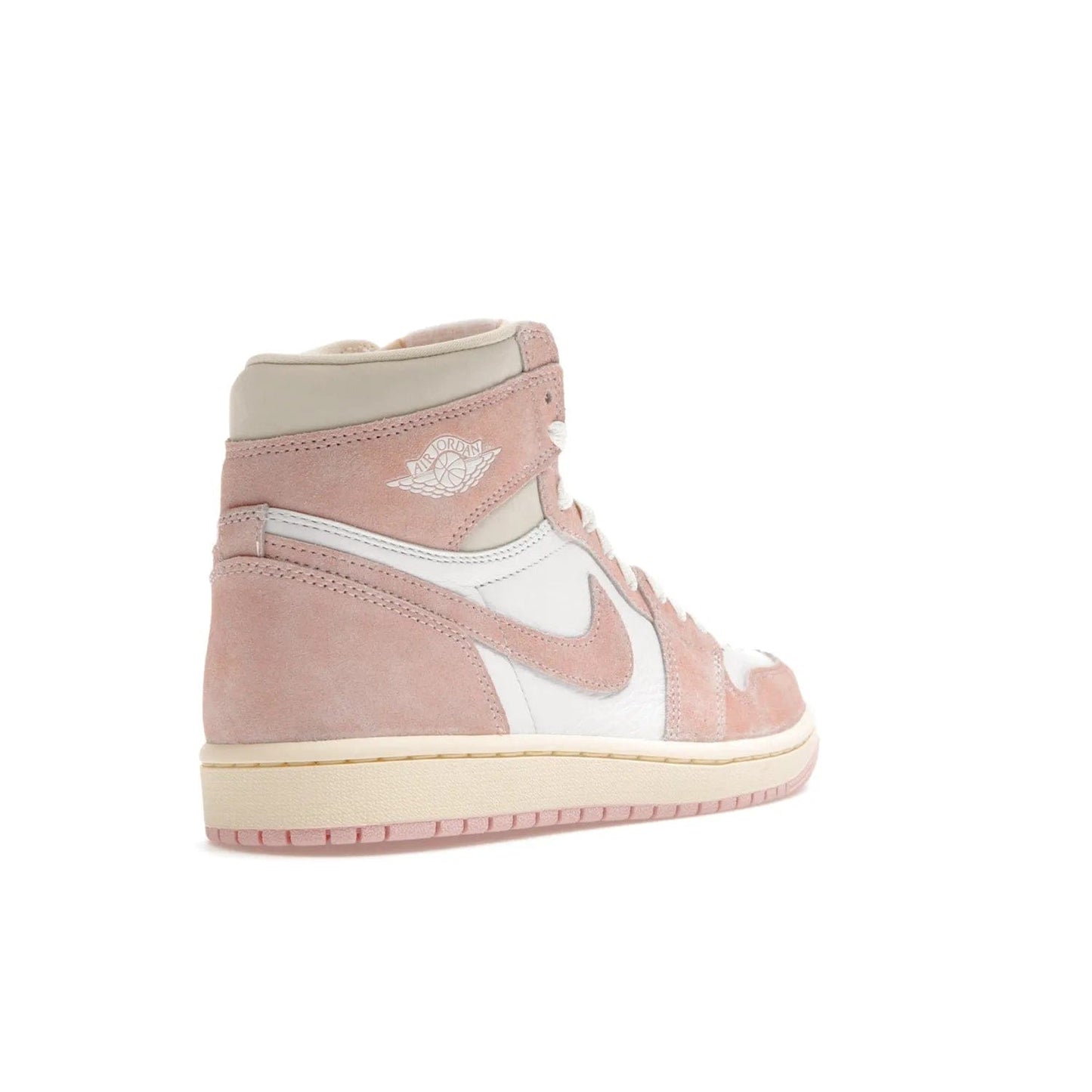 Jordan 1 Retro High OG Washed Pink (Women's) - Image 32 - Only at www.BallersClubKickz.com - Iconic Air Jordan 1 Retro High OG for women with unique pink suede and white leather uppers. Get the timeless look on April 22, 2023.