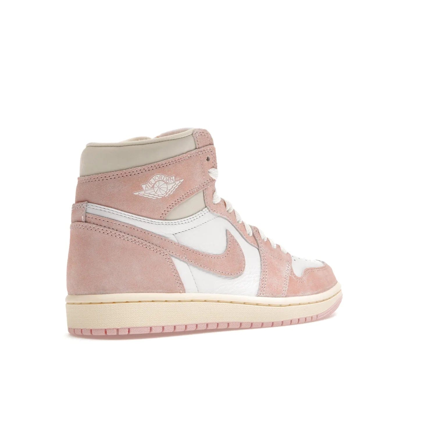 Jordan 1 Retro High OG Washed Pink (Women's) - Image 33 - Only at www.BallersClubKickz.com - Iconic Air Jordan 1 Retro High OG for women with unique pink suede and white leather uppers. Get the timeless look on April 22, 2023.