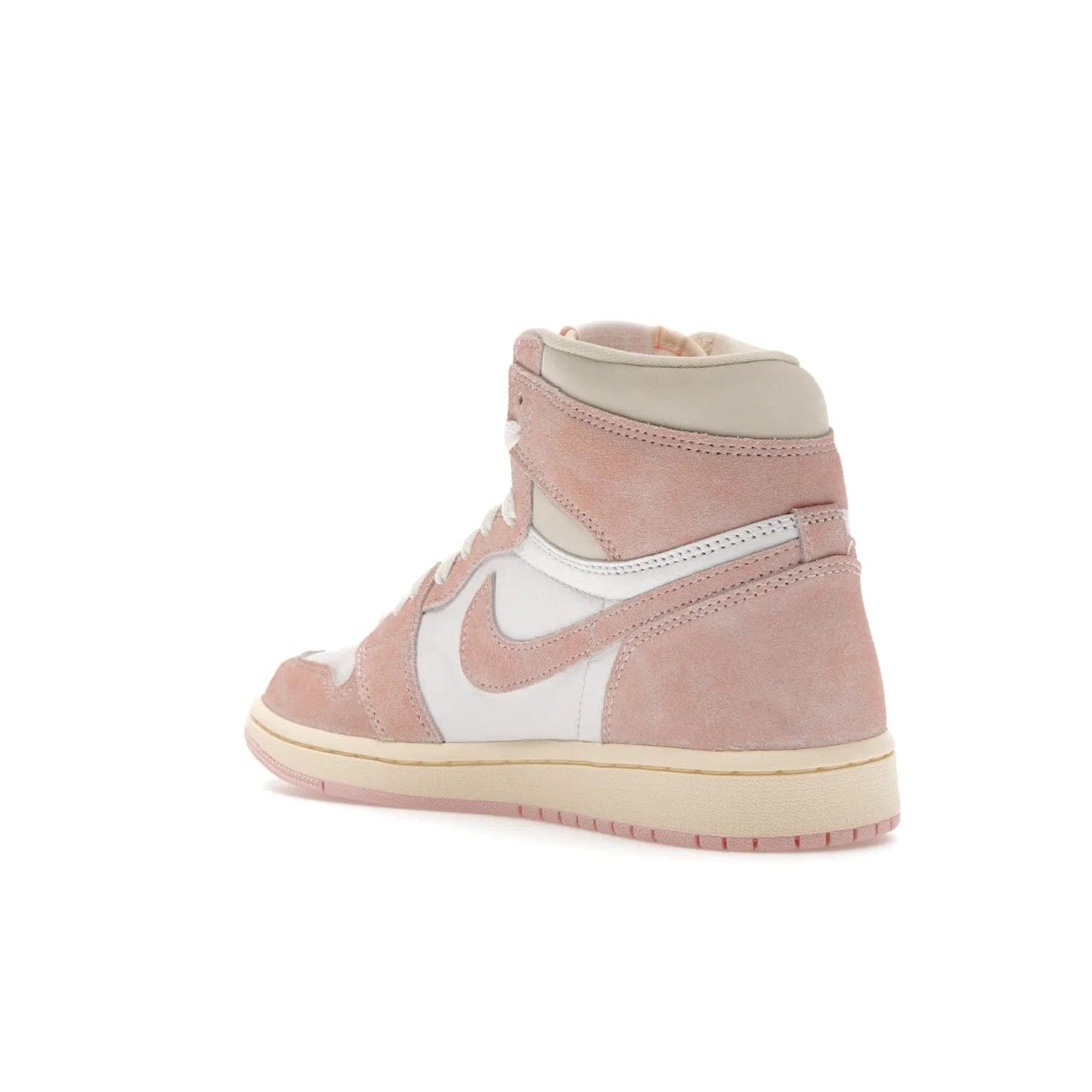 Jordan 1 Retro High OG Washed Pink (Women's) - Image 24 - Only at www.BallersClubKickz.com - Iconic Air Jordan 1 Retro High OG for women with unique pink suede and white leather uppers. Get the timeless look on April 22, 2023.
