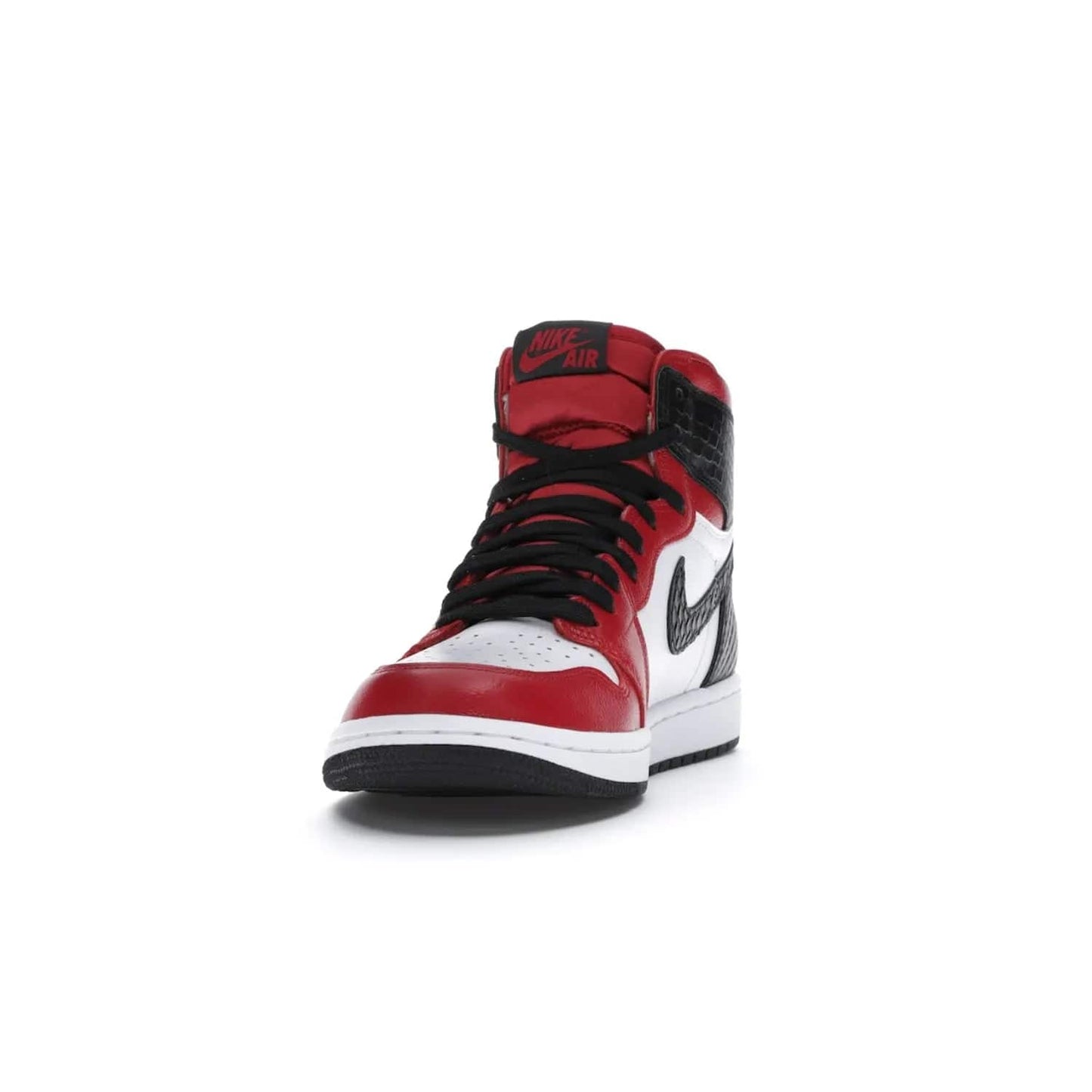 Jordan 1 Retro High Satin Snake Chicago (Women's) - Image 12 - Only at www.BallersClubKickz.com - Upscale Jordan 1 Retro High Satin Snake Chicago (Women's). Crafted from red and white leather with faux snakeskin details and red satin. Jordan Wings graphic on the ankle, white midsole, and striking red outsole. August 2020 release. Iconic shoes must-have for sneaker collectors.
