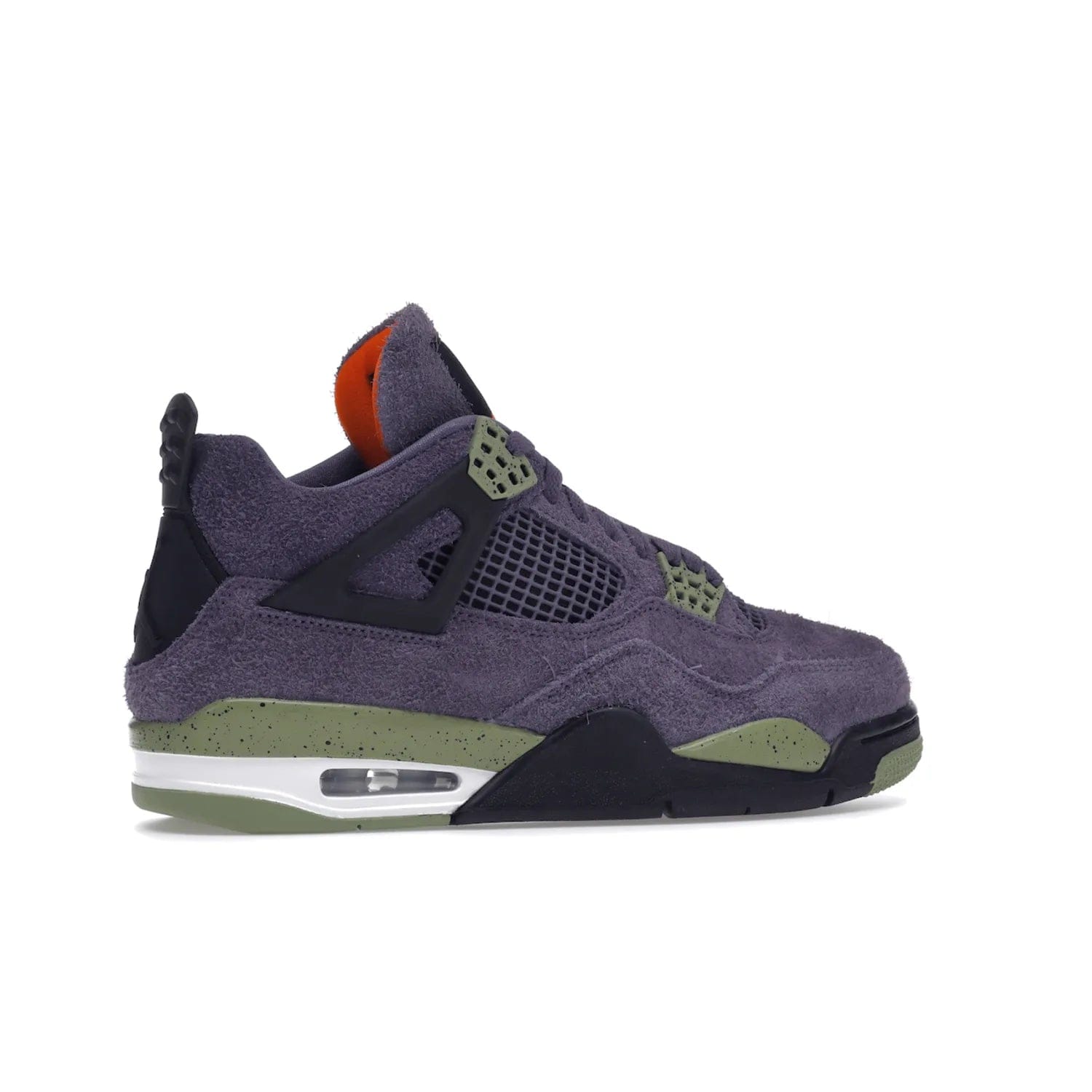 Jordan 4 Retro Canyon Purple (Women's) - Image 35 - Only at www.BallersClubKickz.com - New Air Jordan 4 Retro Canyon Purple W sneaker features shaggy purple suede, lime highlights & safety orange Jumpman branding. Classic ankle-hugging silhouette with modern colors released 15/10/2022.