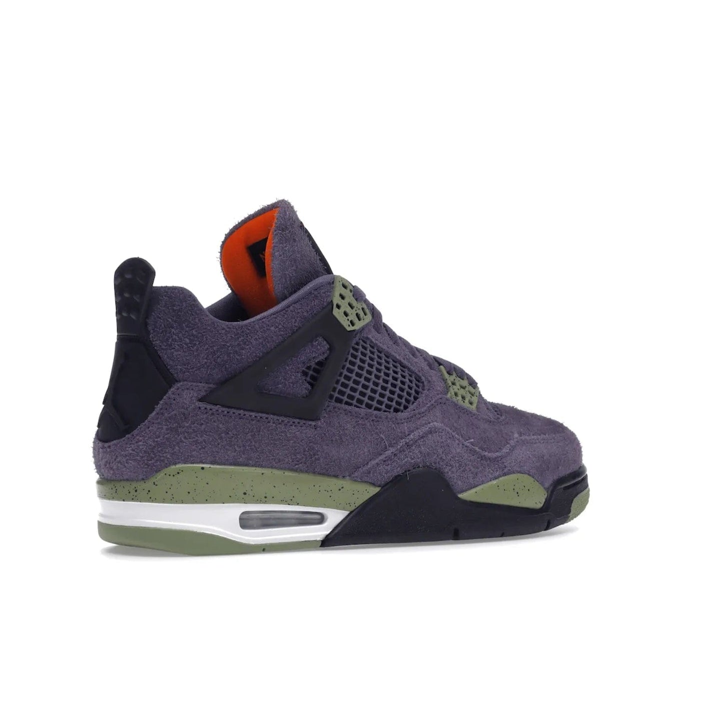 Jordan 4 Retro Canyon Purple (Women's) - Image 34 - Only at www.BallersClubKickz.com - New Air Jordan 4 Retro Canyon Purple W sneaker features shaggy purple suede, lime highlights & safety orange Jumpman branding. Classic ankle-hugging silhouette with modern colors released 15/10/2022.