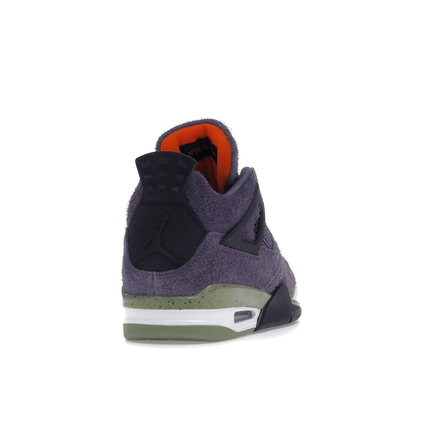 Jordan 4 Retro Canyon Purple (Women's) - Image 30 - Only at www.BallersClubKickz.com - New Air Jordan 4 Retro Canyon Purple W sneaker features shaggy purple suede, lime highlights & safety orange Jumpman branding. Classic ankle-hugging silhouette with modern colors released 15/10/2022.
