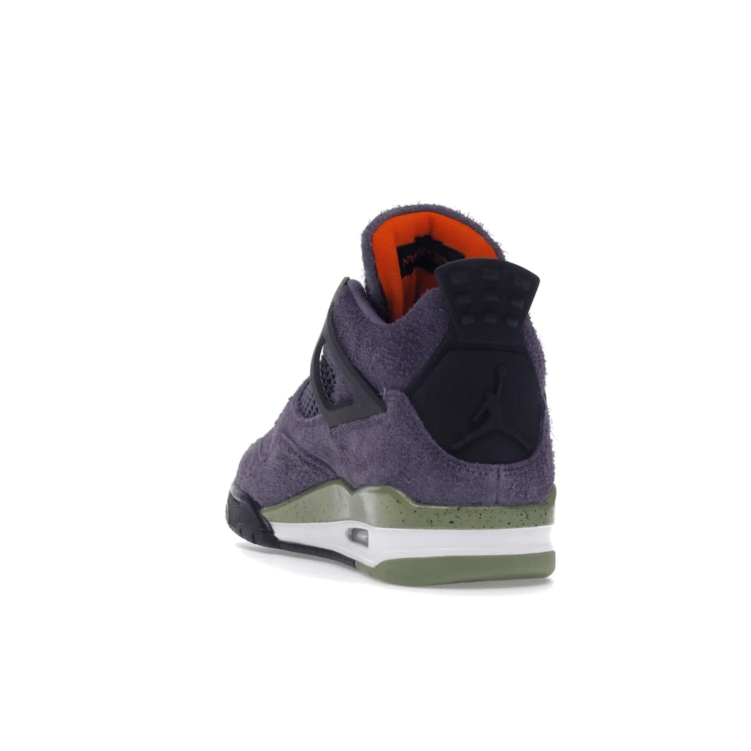 Jordan 4 Retro Canyon Purple (Women's) - Image 26 - Only at www.BallersClubKickz.com - New Air Jordan 4 Retro Canyon Purple W sneaker features shaggy purple suede, lime highlights & safety orange Jumpman branding. Classic ankle-hugging silhouette with modern colors released 15/10/2022.