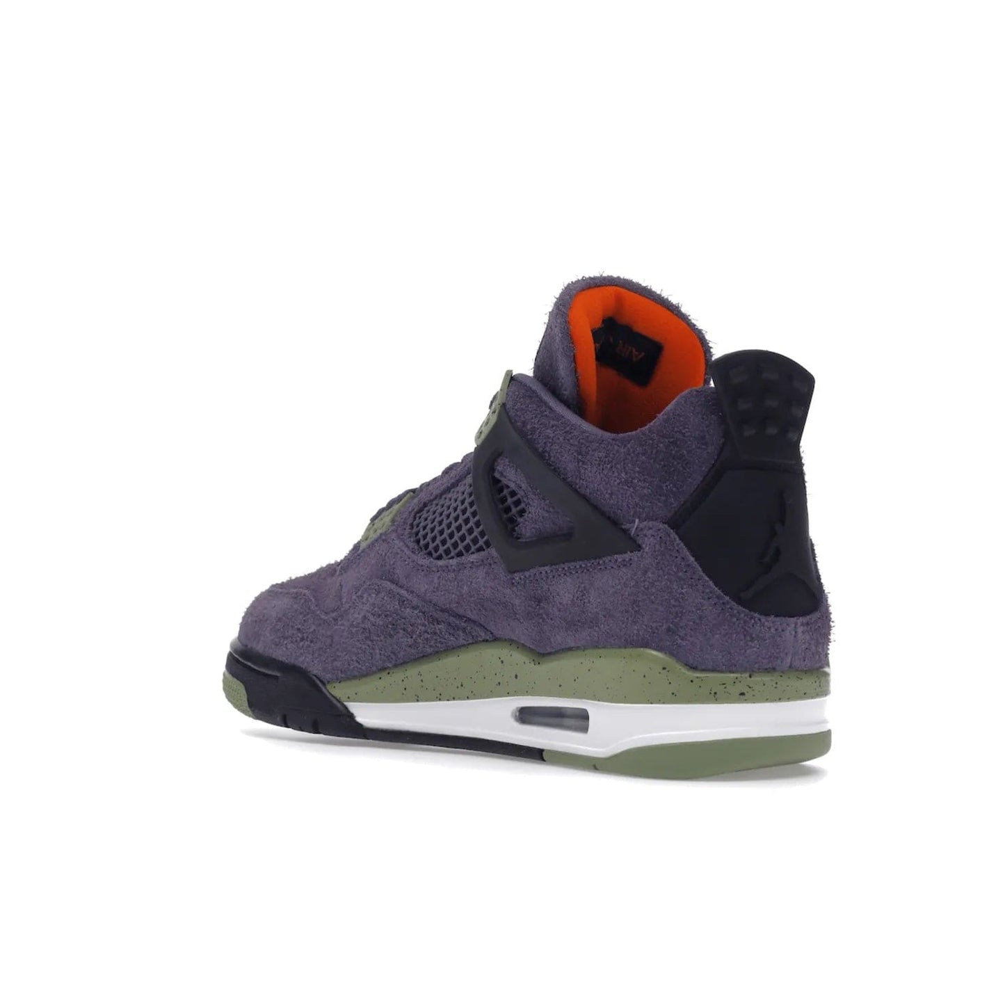 Jordan 4 Retro Canyon Purple (Women's) - Image 24 - Only at www.BallersClubKickz.com - New Air Jordan 4 Retro Canyon Purple W sneaker features shaggy purple suede, lime highlights & safety orange Jumpman branding. Classic ankle-hugging silhouette with modern colors released 15/10/2022.