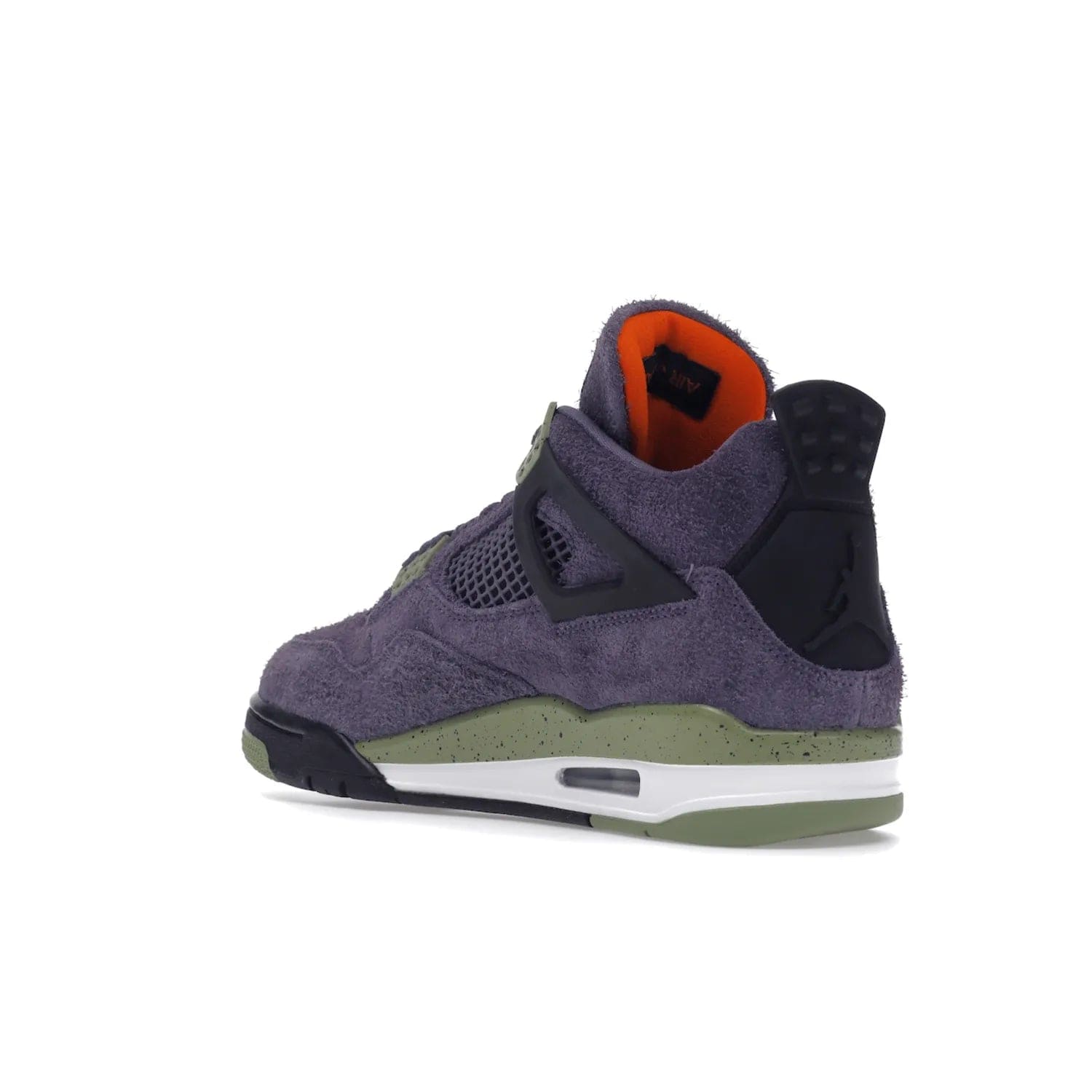 Jordan 4 Retro Canyon Purple (Women's) - Image 24 - Only at www.BallersClubKickz.com - New Air Jordan 4 Retro Canyon Purple W sneaker features shaggy purple suede, lime highlights & safety orange Jumpman branding. Classic ankle-hugging silhouette with modern colors released 15/10/2022.