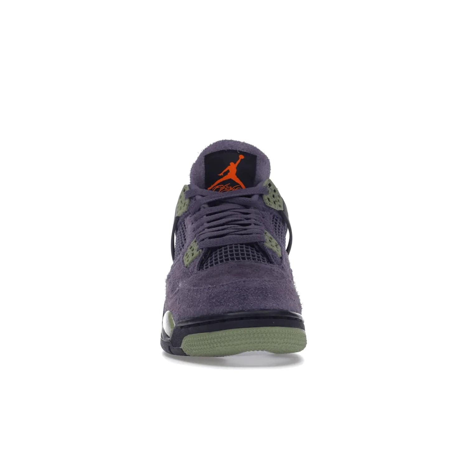 Jordan 4 Retro Canyon Purple (Women's) - Image 10 - Only at www.BallersClubKickz.com - New Air Jordan 4 Retro Canyon Purple W sneaker features shaggy purple suede, lime highlights & safety orange Jumpman branding. Classic ankle-hugging silhouette with modern colors released 15/10/2022.