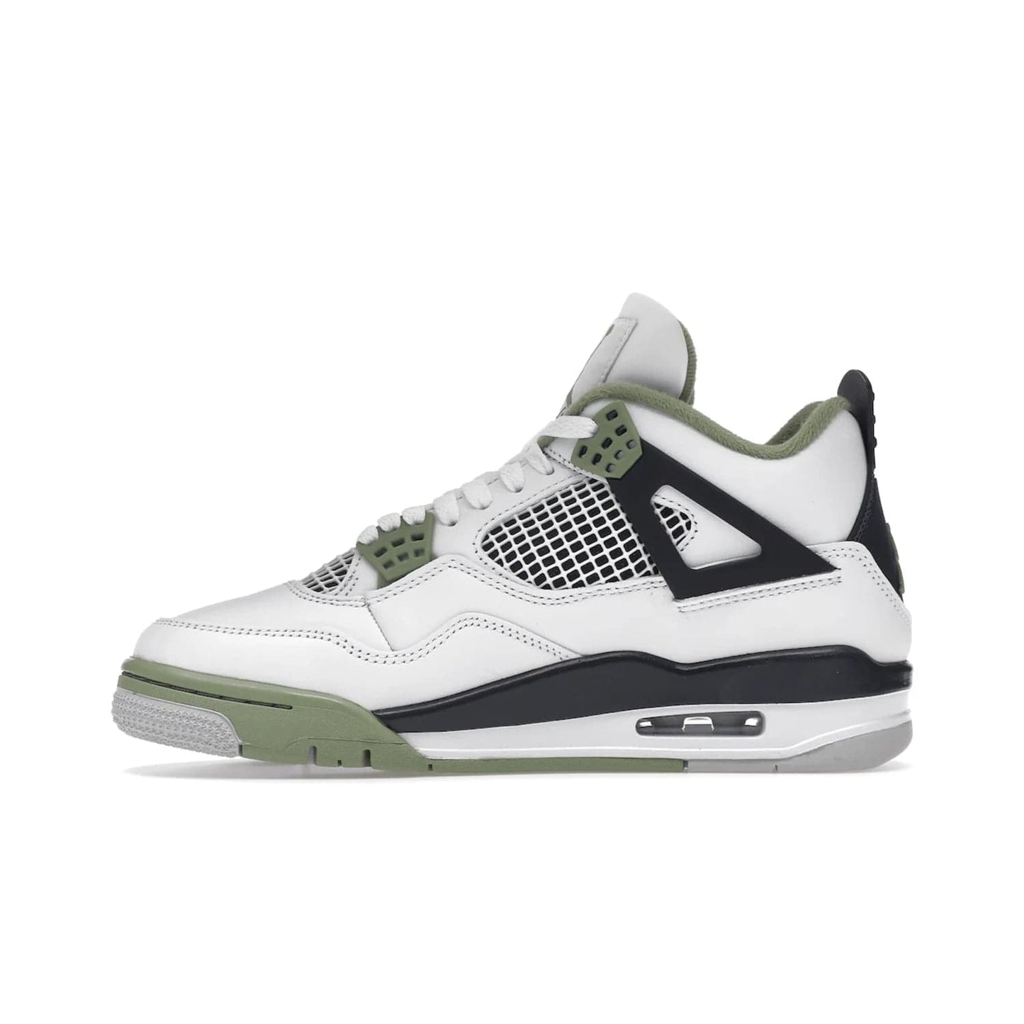 Jordan 4 Retro Seafoam (Women's) - Image 19 - Only at www.BallersClubKickz.com - Classic Air Jordan 4 Retro Seafoam (W), white leather upper with black midsole and heel tab, seafoam green details. Available in womens' sizing February 9, 2023.