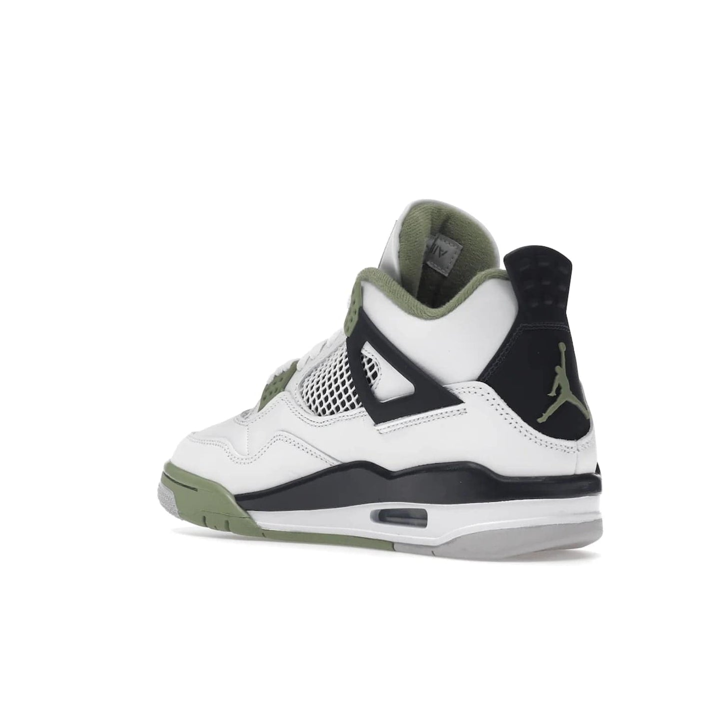 Jordan 4 Retro Seafoam (Women's) - Image 24 - Only at www.BallersClubKickz.com - Classic Air Jordan 4 Retro Seafoam (W), white leather upper with black midsole and heel tab, seafoam green details. Available in womens' sizing February 9, 2023.