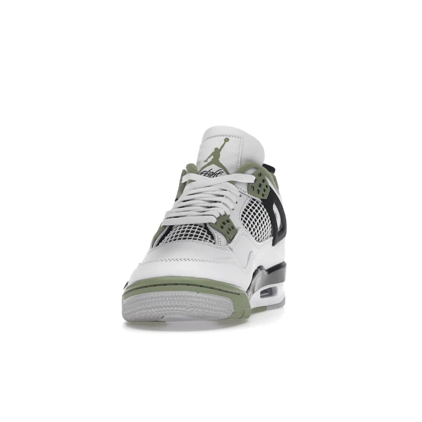 Jordan 4 Retro Seafoam (Women's) - Image 12 - Only at www.BallersClubKickz.com - Classic Air Jordan 4 Retro Seafoam (W), white leather upper with black midsole and heel tab, seafoam green details. Available in womens' sizing February 9, 2023.