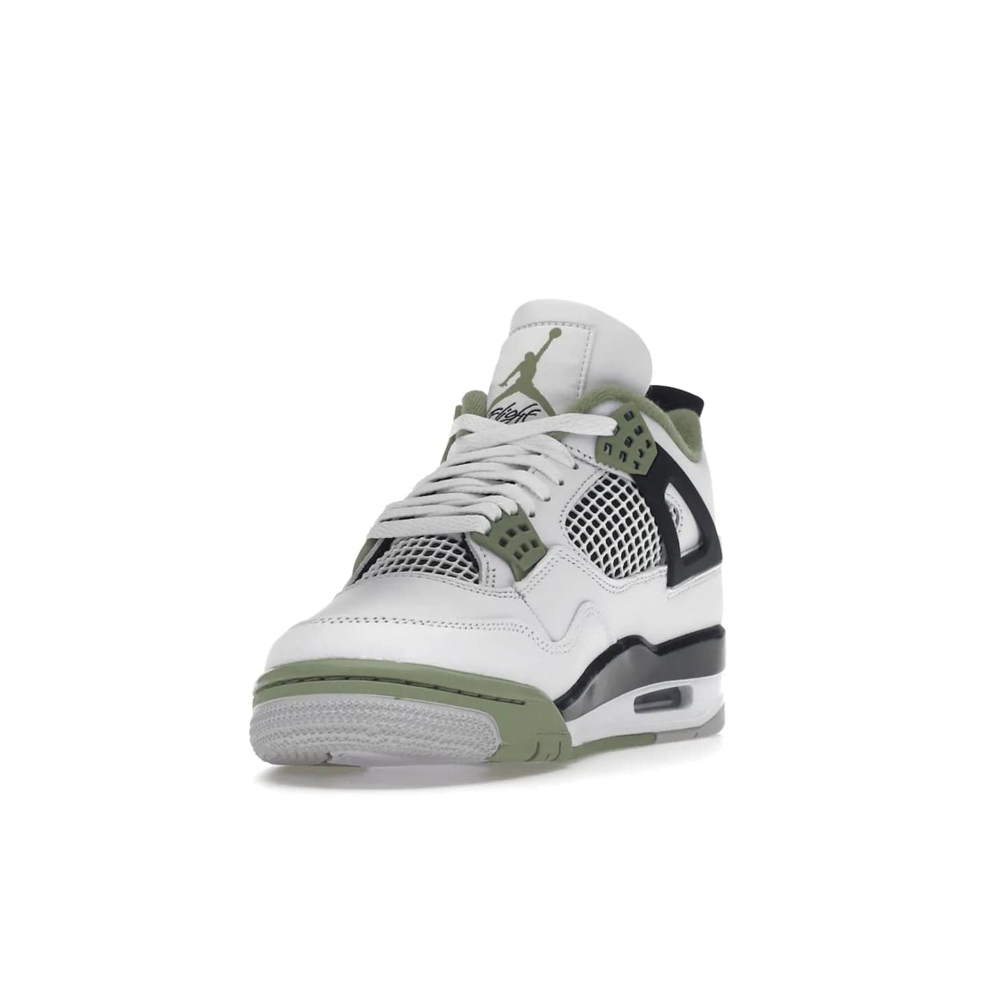 Jordan 4 Retro Seafoam (Women's) - Image 13 - Only at www.BallersClubKickz.com - Classic Air Jordan 4 Retro Seafoam (W), white leather upper with black midsole and heel tab, seafoam green details. Available in womens' sizing February 9, 2023.