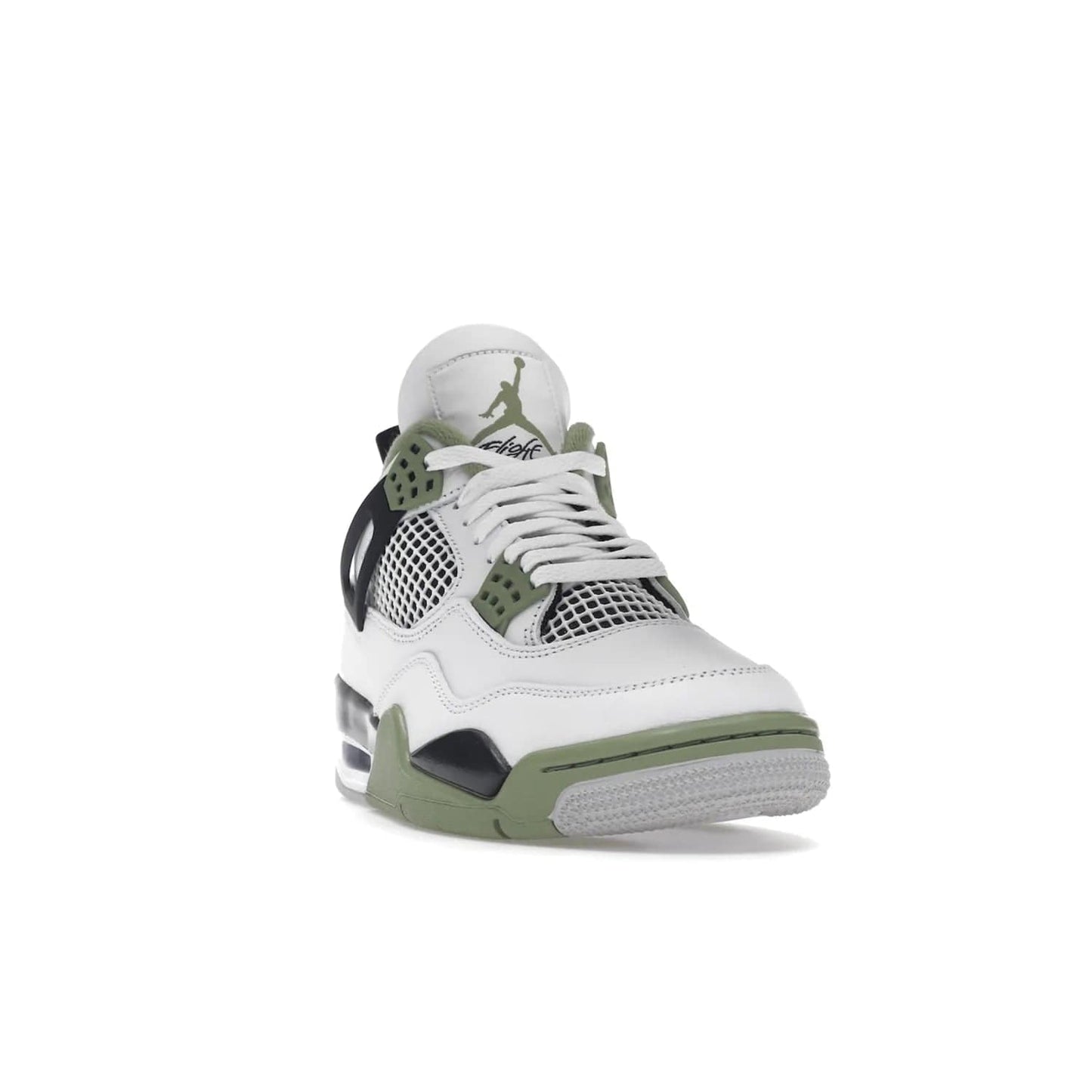 Jordan 4 Retro Seafoam (Women's) - Image 8 - Only at www.BallersClubKickz.com - Classic Air Jordan 4 Retro Seafoam (W), white leather upper with black midsole and heel tab, seafoam green details. Available in womens' sizing February 9, 2023.