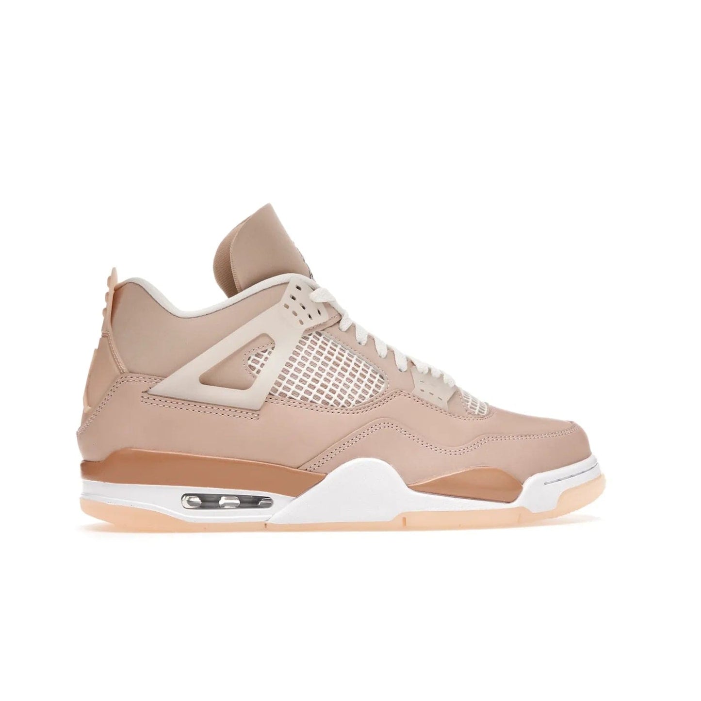 Jordan 4 Retro Shimmer (Women's) - Image 36 - Only at www.BallersClubKickz.com - Air Jordan 4 Shimmer (W): A women's-exclusive design with a buttery beige upper and Silver/Orange Bronze details. Durabuck and metallic Jumpman branding elevate the iconic silhouette. Shop now.