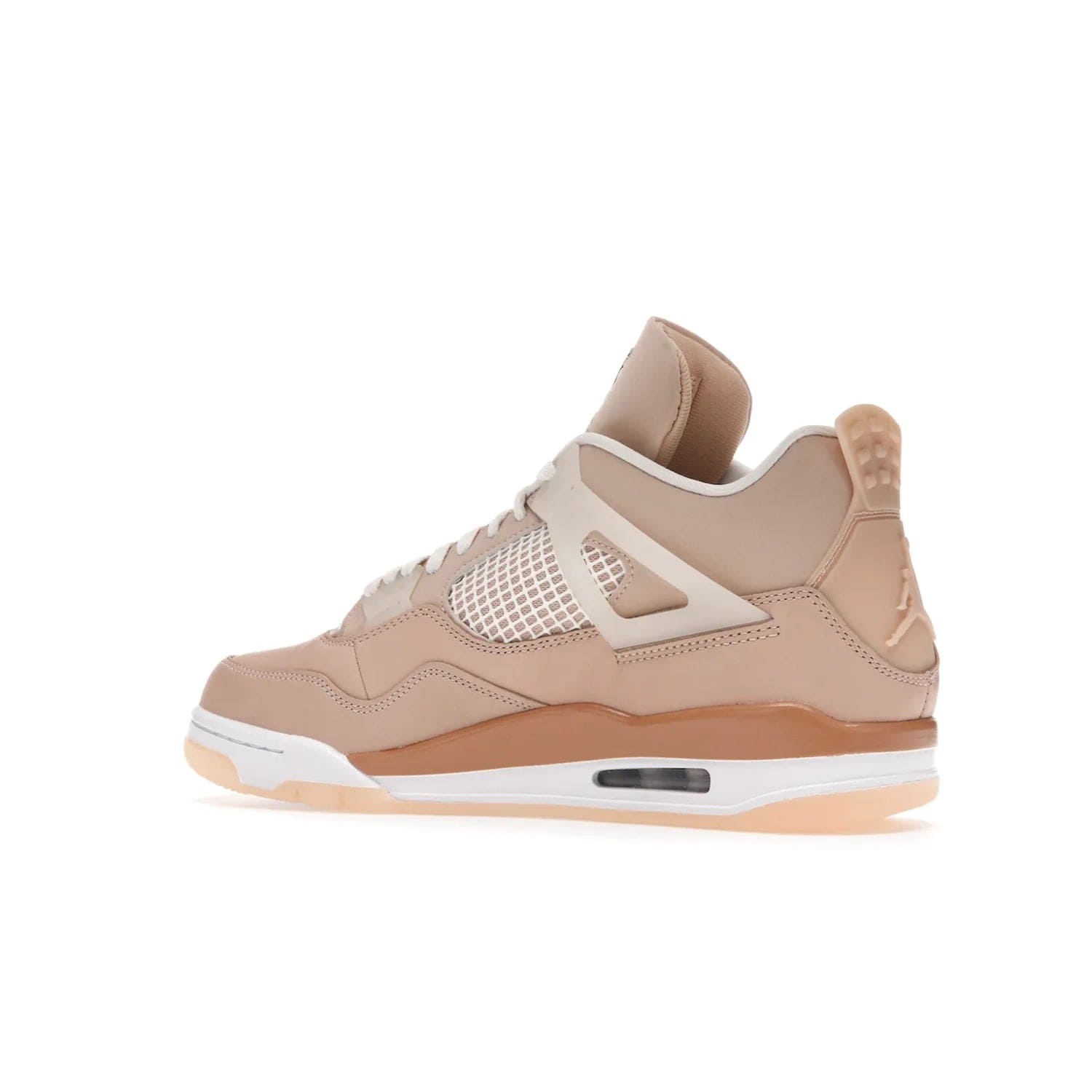Jordan 4 Retro Shimmer (Women's) - Image 22 - Only at www.BallersClubKickz.com - Air Jordan 4 Shimmer (W): A women's-exclusive design with a buttery beige upper and Silver/Orange Bronze details. Durabuck and metallic Jumpman branding elevate the iconic silhouette. Shop now.