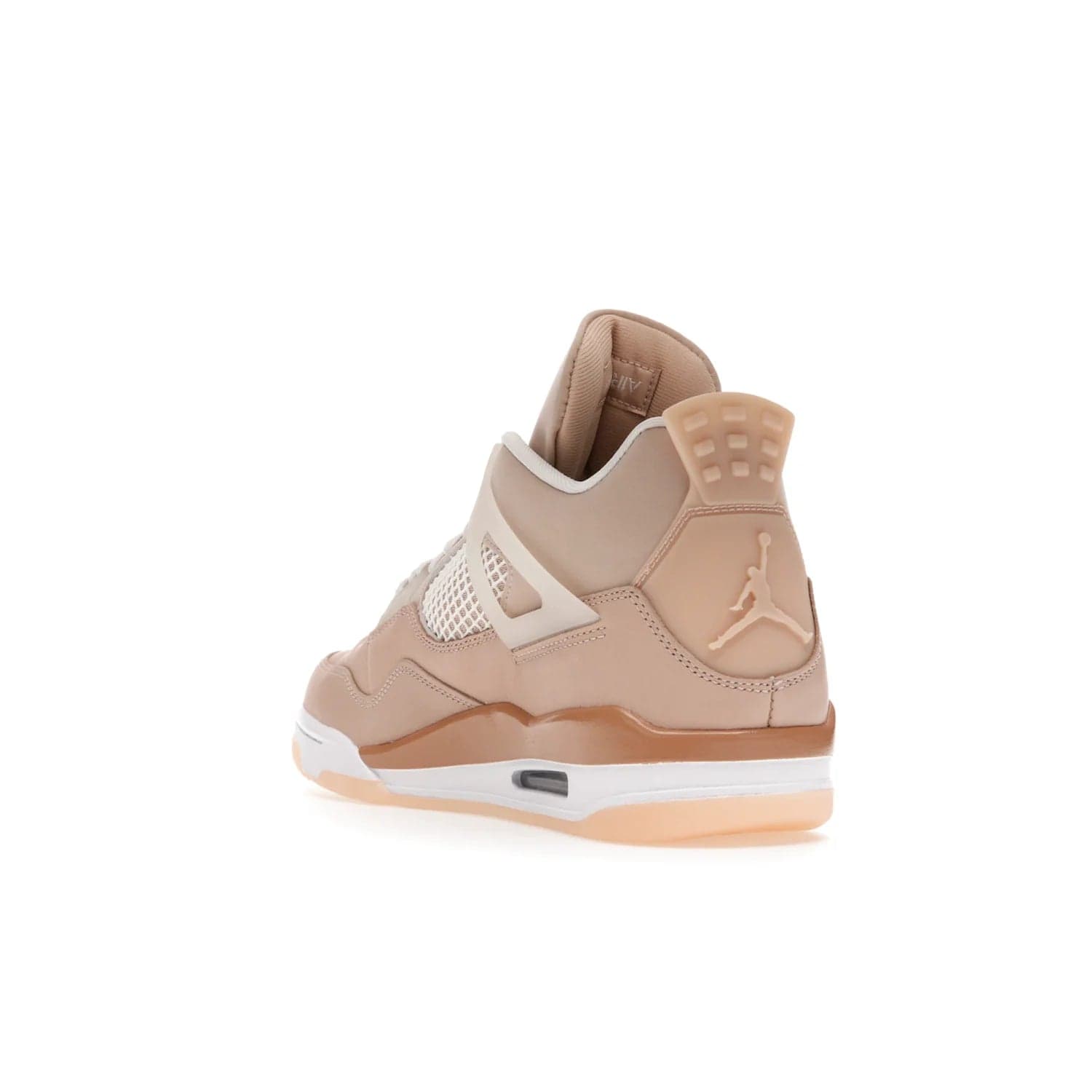Jordan 4 Retro Shimmer (Women's) - Image 25 - Only at www.BallersClubKickz.com - Air Jordan 4 Shimmer (W): A women's-exclusive design with a buttery beige upper and Silver/Orange Bronze details. Durabuck and metallic Jumpman branding elevate the iconic silhouette. Shop now.