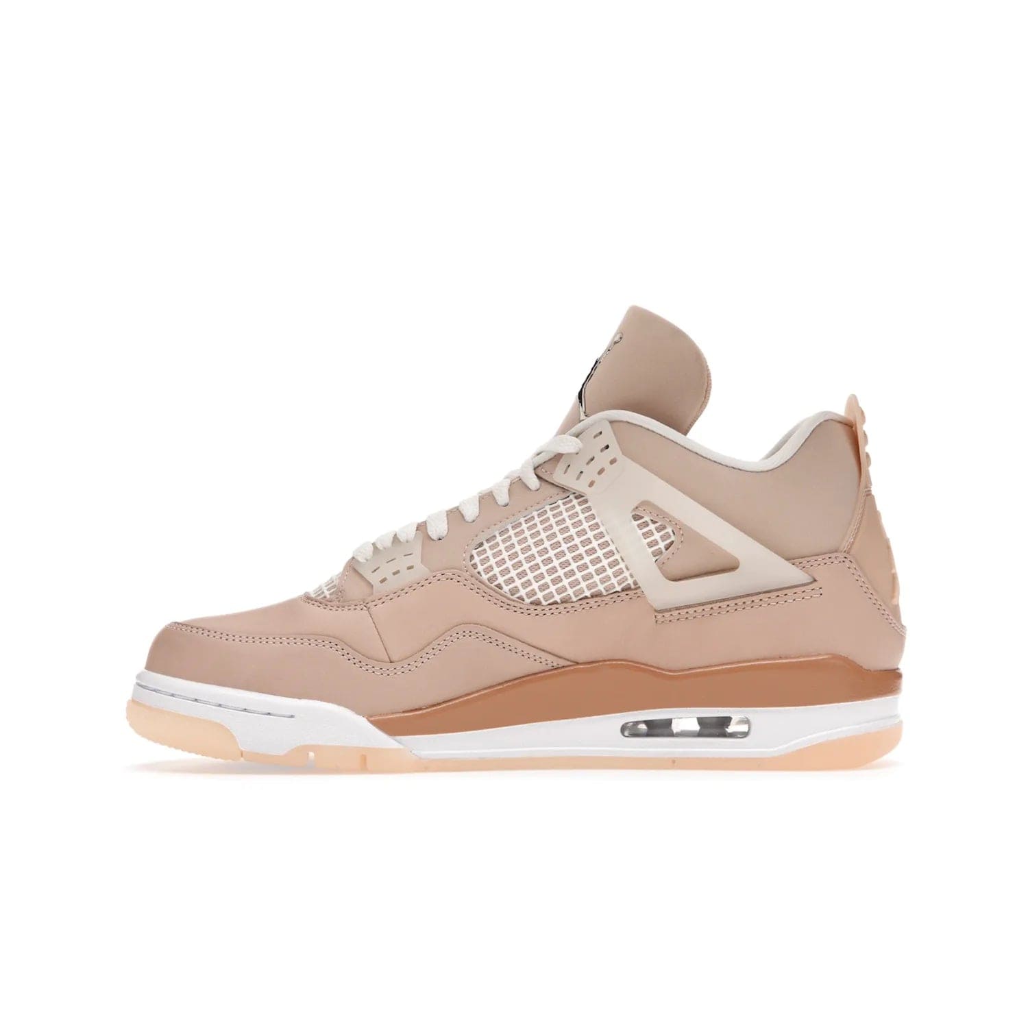Jordan 4 Retro Shimmer (Women's) - Image 19 - Only at www.BallersClubKickz.com - Air Jordan 4 Shimmer (W): A women's-exclusive design with a buttery beige upper and Silver/Orange Bronze details. Durabuck and metallic Jumpman branding elevate the iconic silhouette. Shop now.