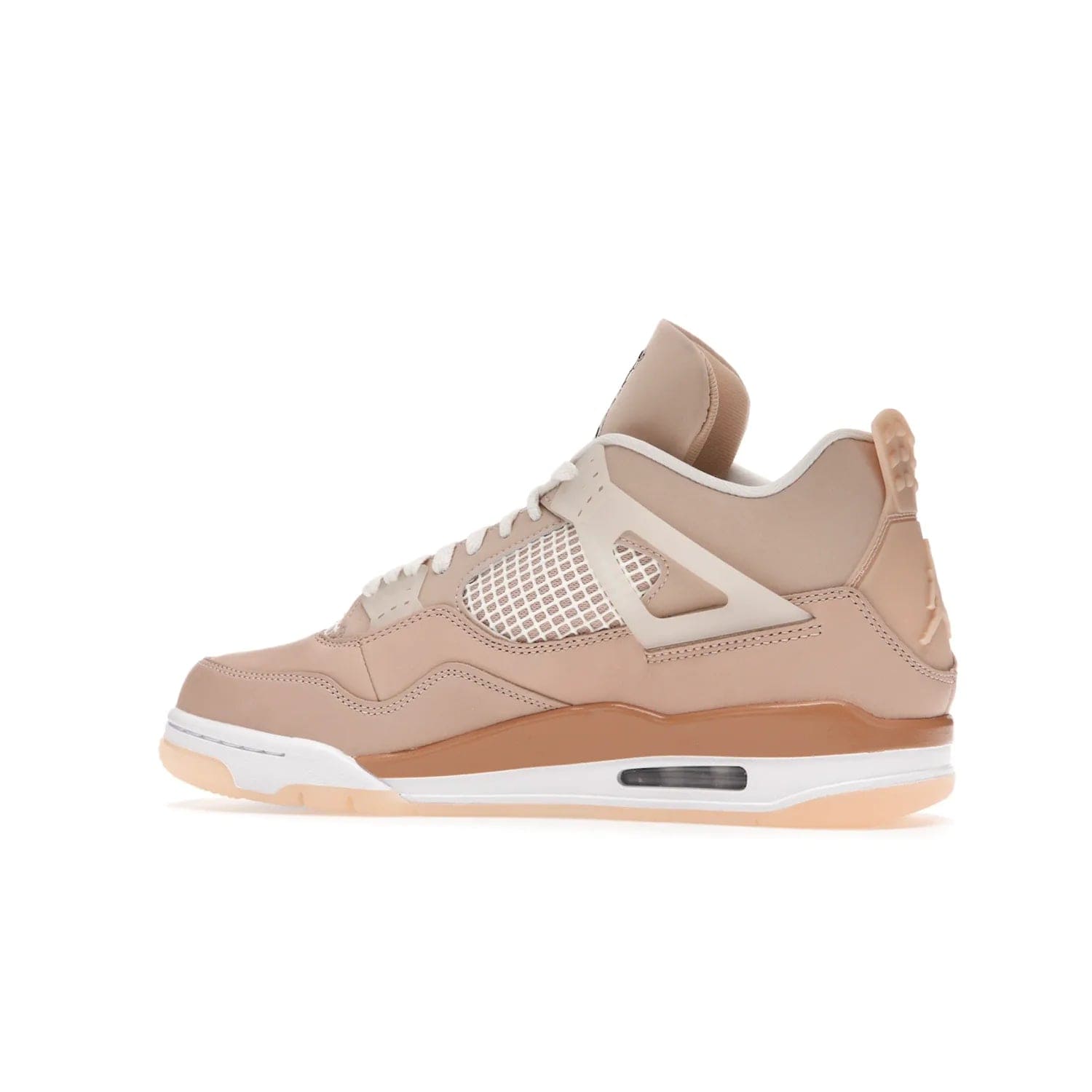 Jordan 4 Retro Shimmer (Women's) - Image 21 - Only at www.BallersClubKickz.com - Air Jordan 4 Shimmer (W): A women's-exclusive design with a buttery beige upper and Silver/Orange Bronze details. Durabuck and metallic Jumpman branding elevate the iconic silhouette. Shop now.