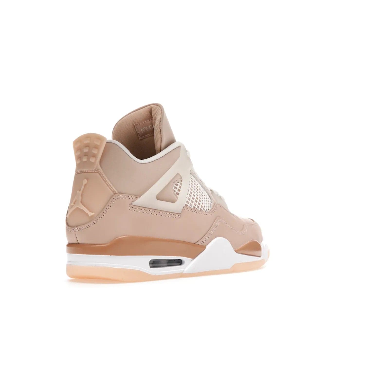 Jordan 4 Retro Shimmer (Women's) - Image 32 - Only at www.BallersClubKickz.com - Air Jordan 4 Shimmer (W): A women's-exclusive design with a buttery beige upper and Silver/Orange Bronze details. Durabuck and metallic Jumpman branding elevate the iconic silhouette. Shop now.