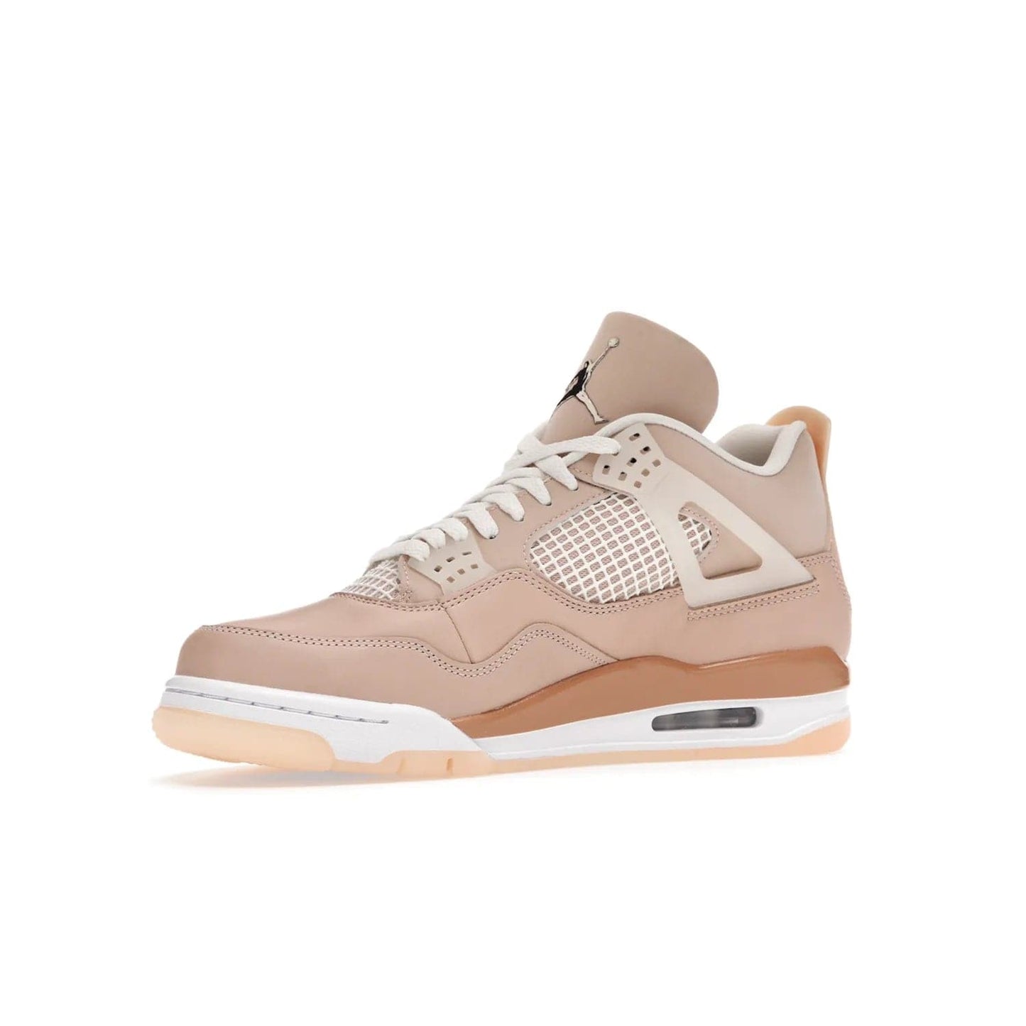 Jordan 4 Retro Shimmer (Women's) - Image 16 - Only at www.BallersClubKickz.com - Air Jordan 4 Shimmer (W): A women's-exclusive design with a buttery beige upper and Silver/Orange Bronze details. Durabuck and metallic Jumpman branding elevate the iconic silhouette. Shop now.