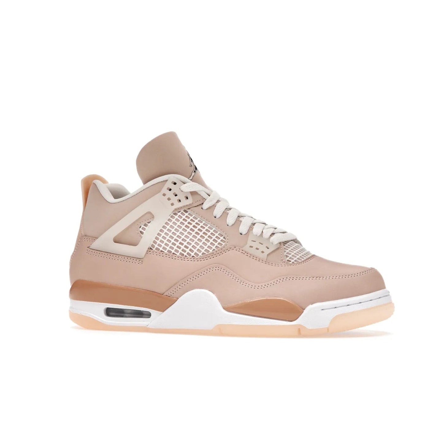 Jordan 4 Retro Shimmer (Women's) - Image 3 - Only at www.BallersClubKickz.com - Air Jordan 4 Shimmer (W): A women's-exclusive design with a buttery beige upper and Silver/Orange Bronze details. Durabuck and metallic Jumpman branding elevate the iconic silhouette. Shop now.